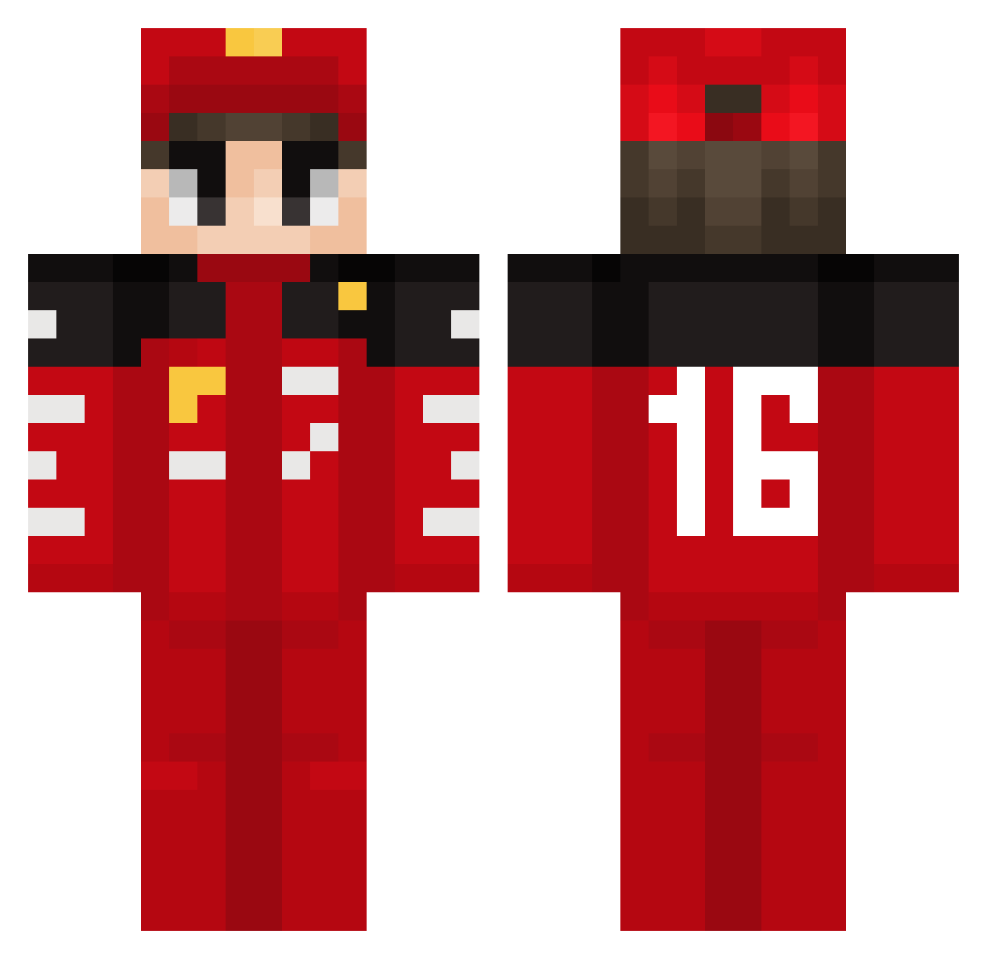 16CHARLESLECLERC Minecraft skin, front and back view