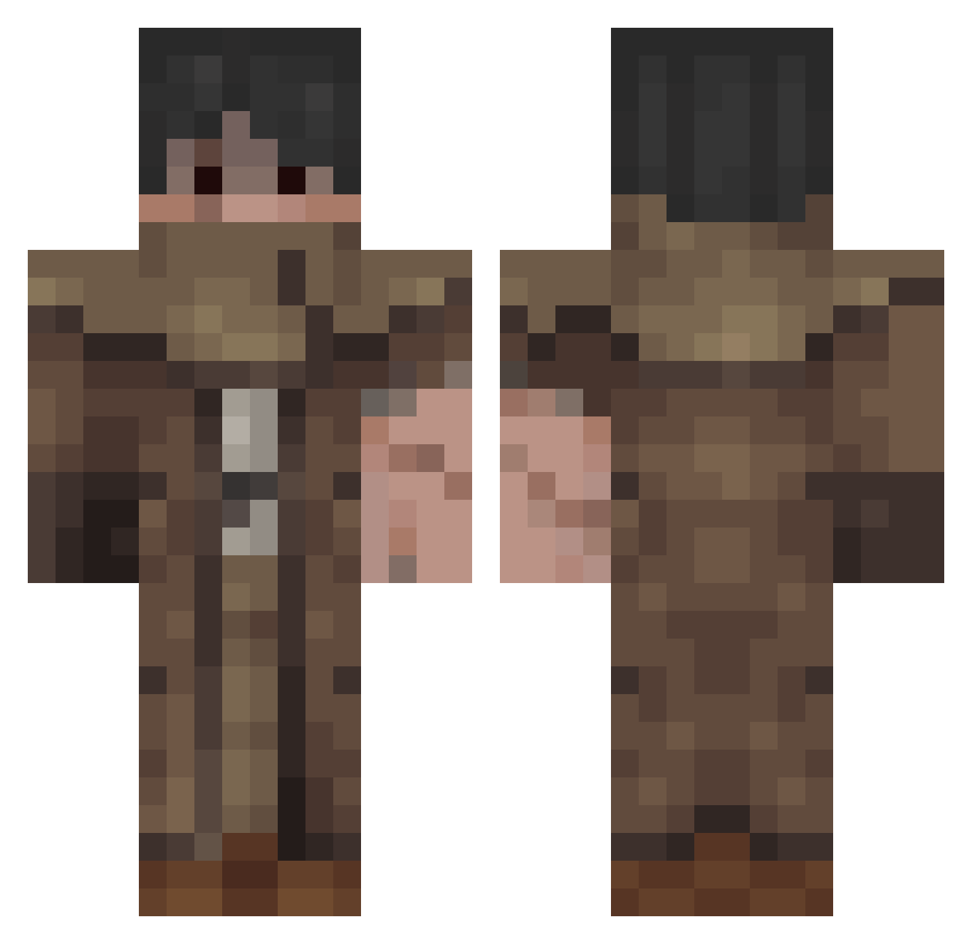 tubibi Minecraft skin, front and back view
