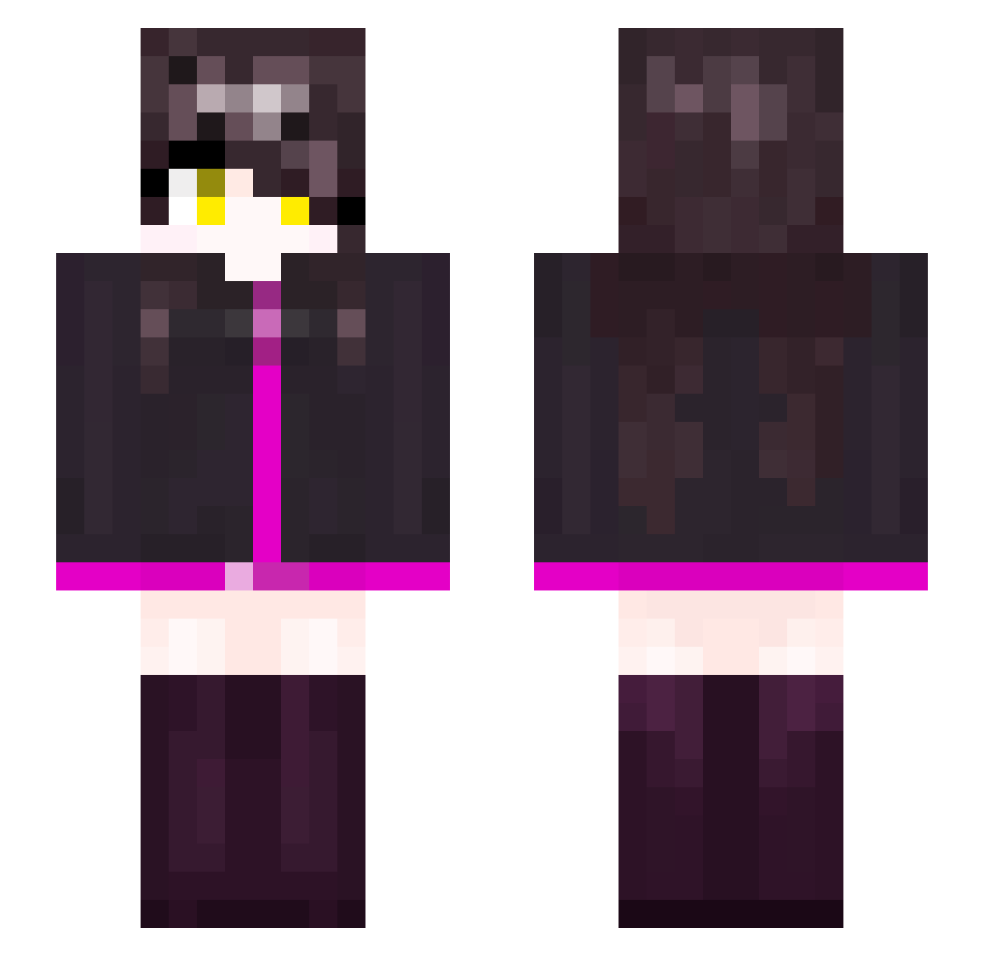 ShiinaShouko Minecraft skin, front and back view