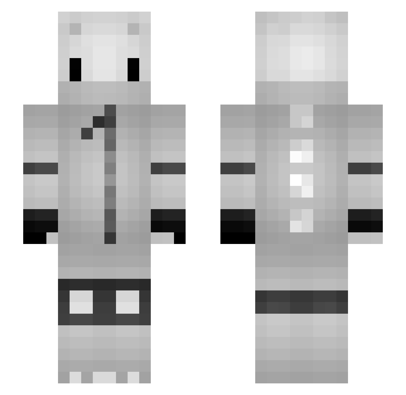 pezt Minecraft skin, front and back view