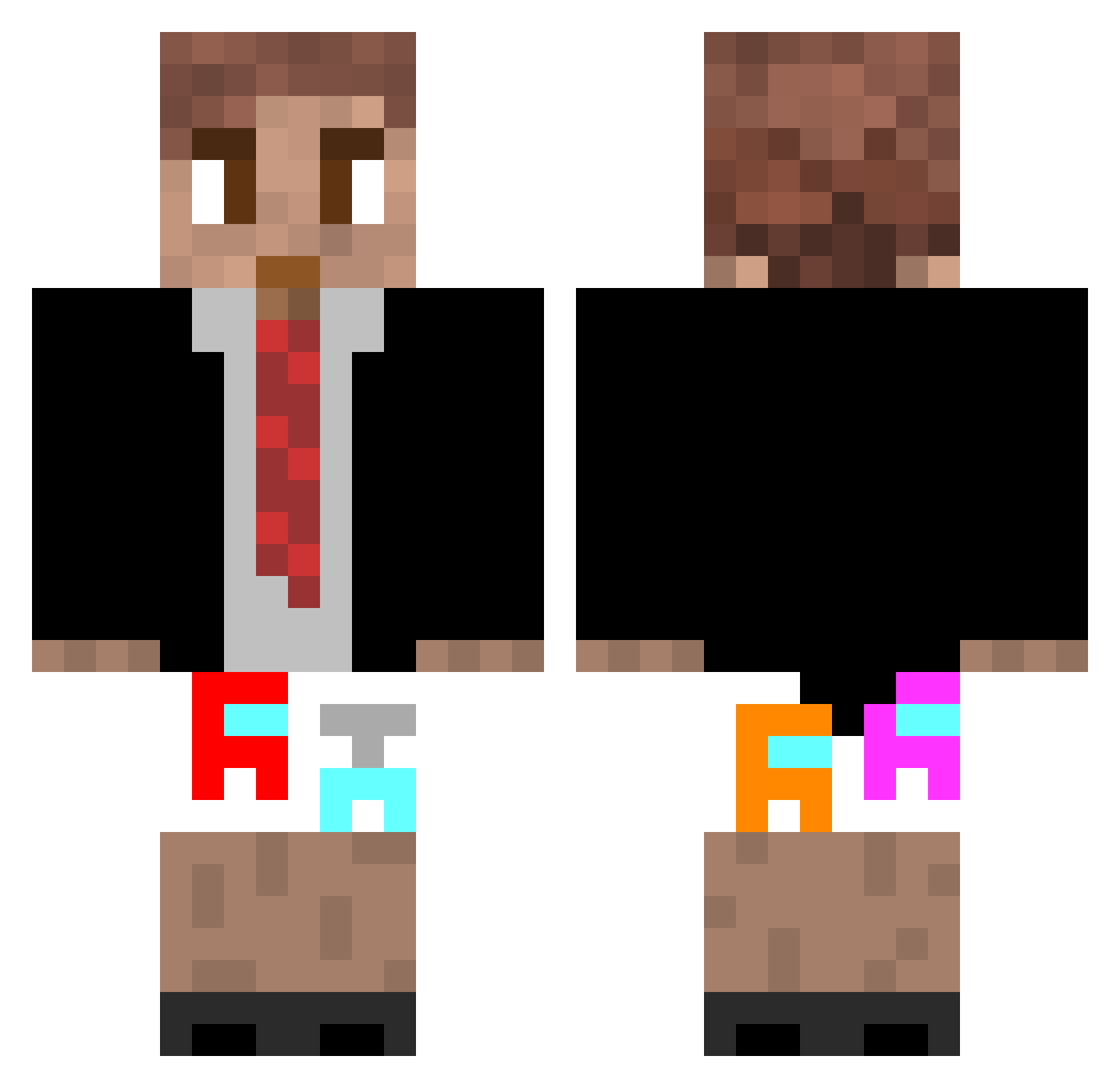 Spud_Boy_Gamer Minecraft skin, front and back view