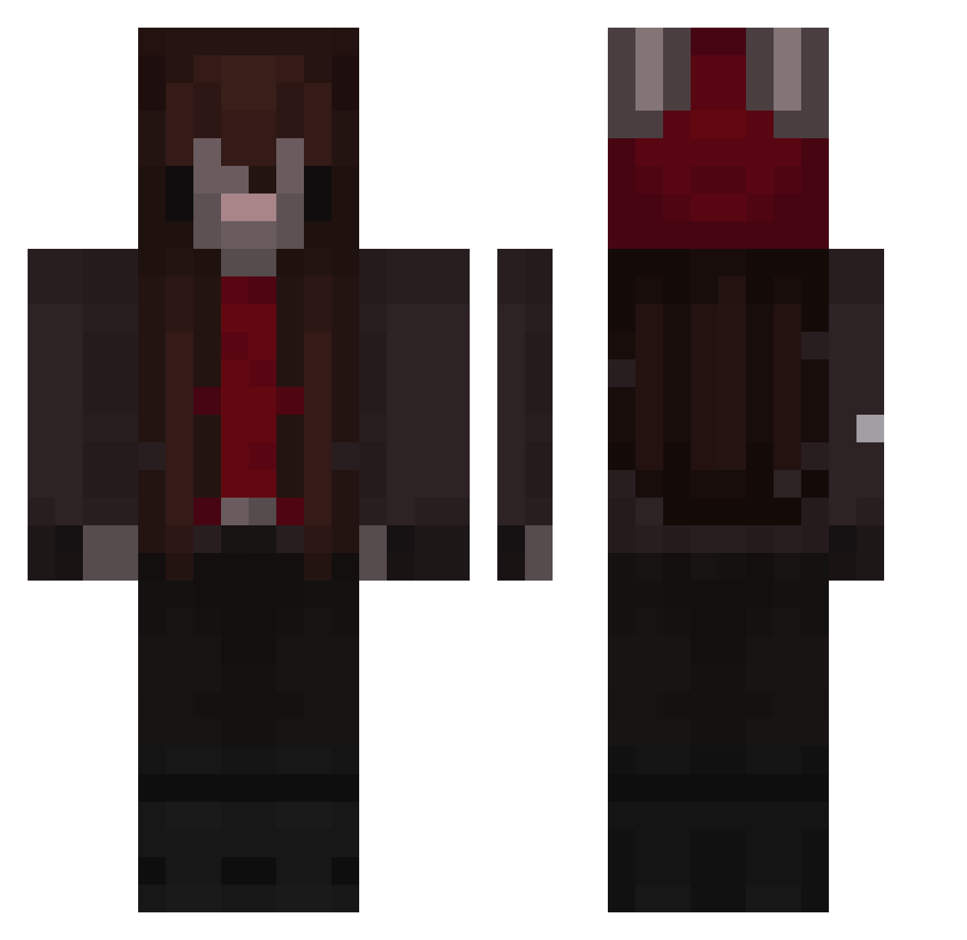 veludea Minecraft skin, front and back view