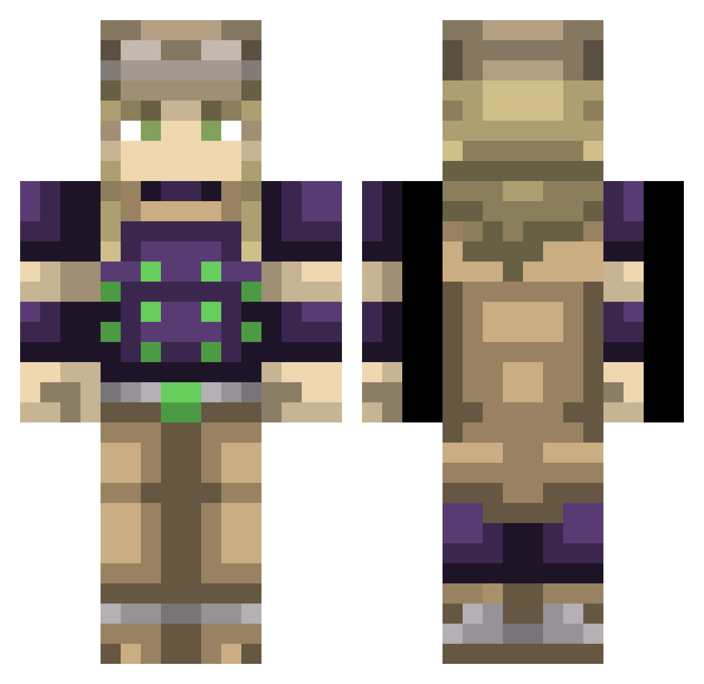 Duke_Erisia12 Minecraft skin, front and back view