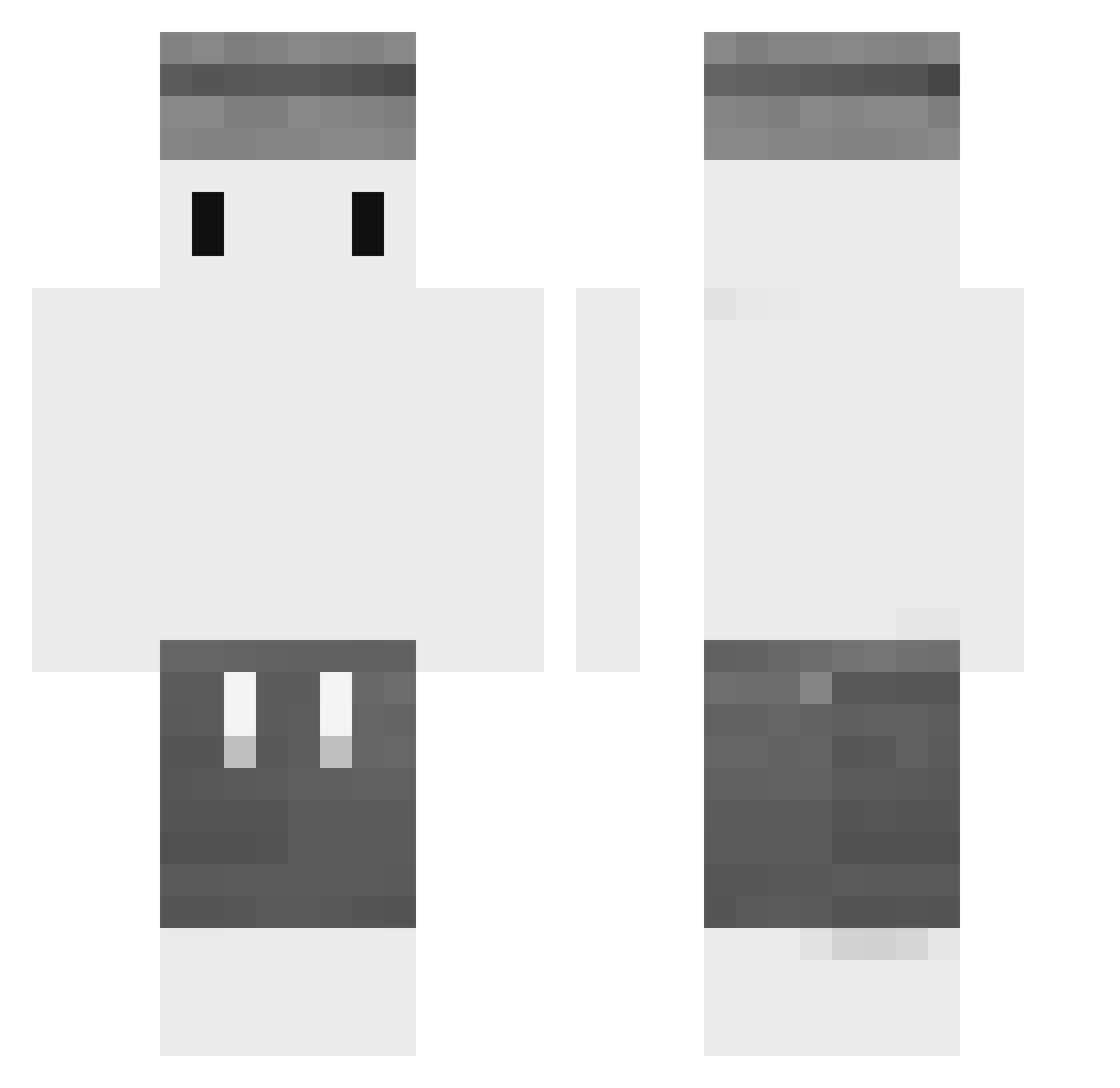 TiBiX Minecraft skin, front and back view
