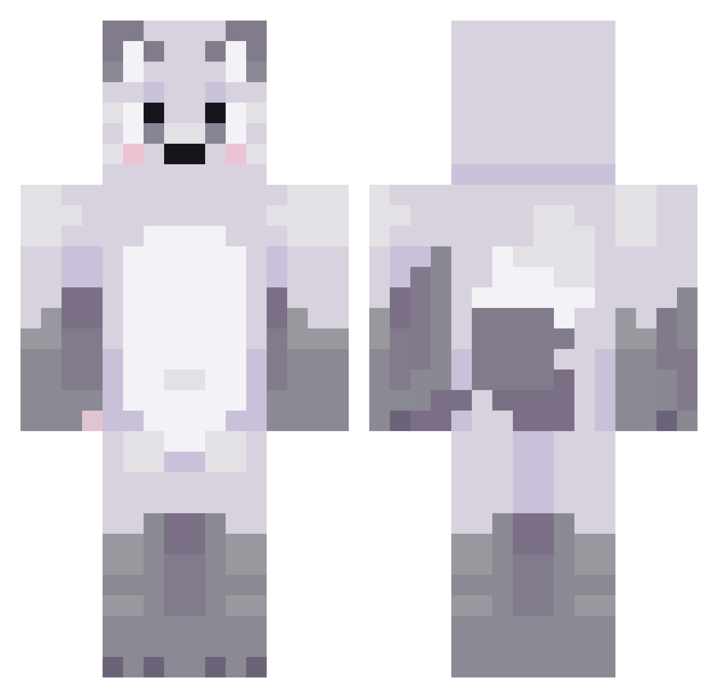 xNitroTheFoxx Minecraft skin, front and back view