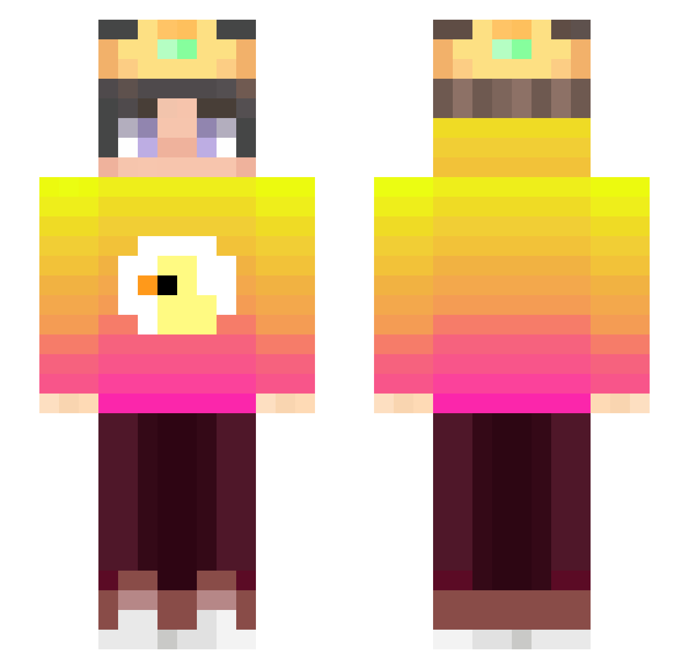 PrinceWabblez Minecraft skin, front and back view