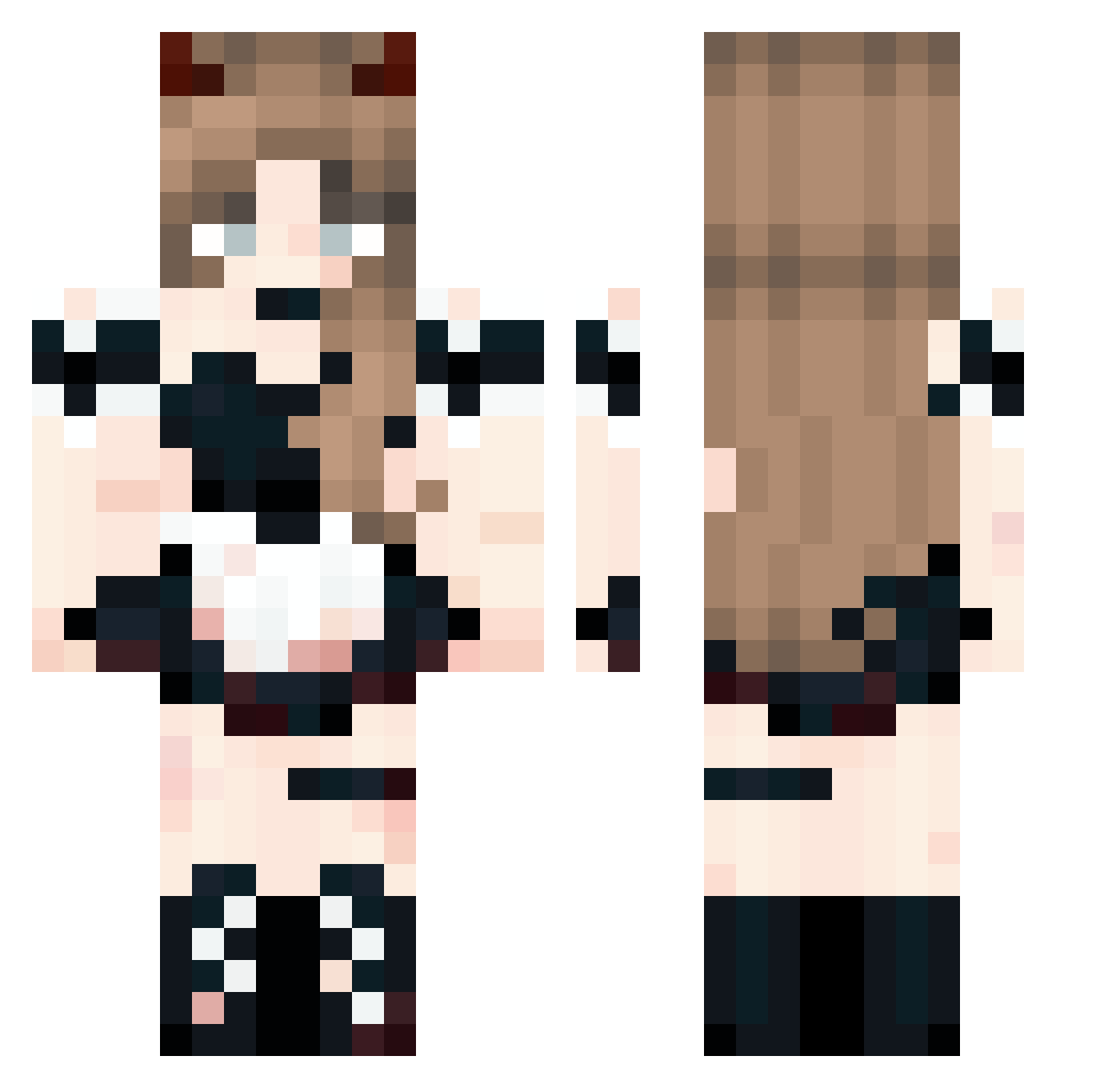 TiltedAU Minecraft skin, front and back view