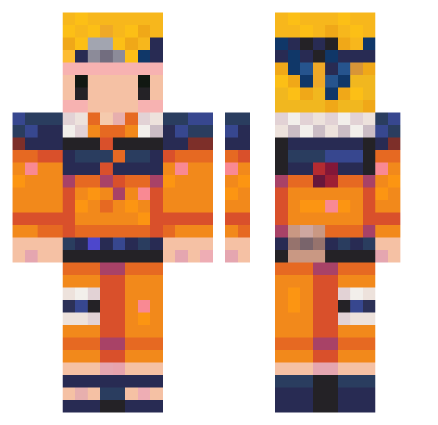 Unread2275 Minecraft skin, front and back view