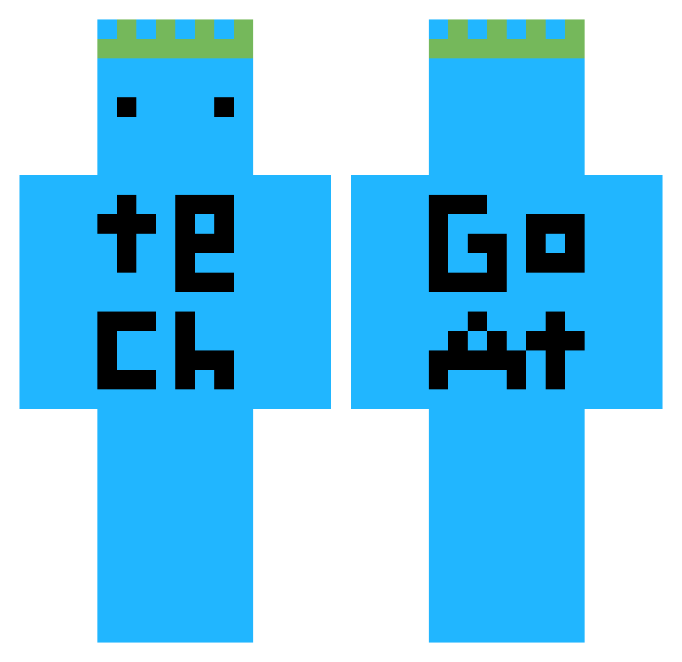 thetechgoat Minecraft skin, front and back view