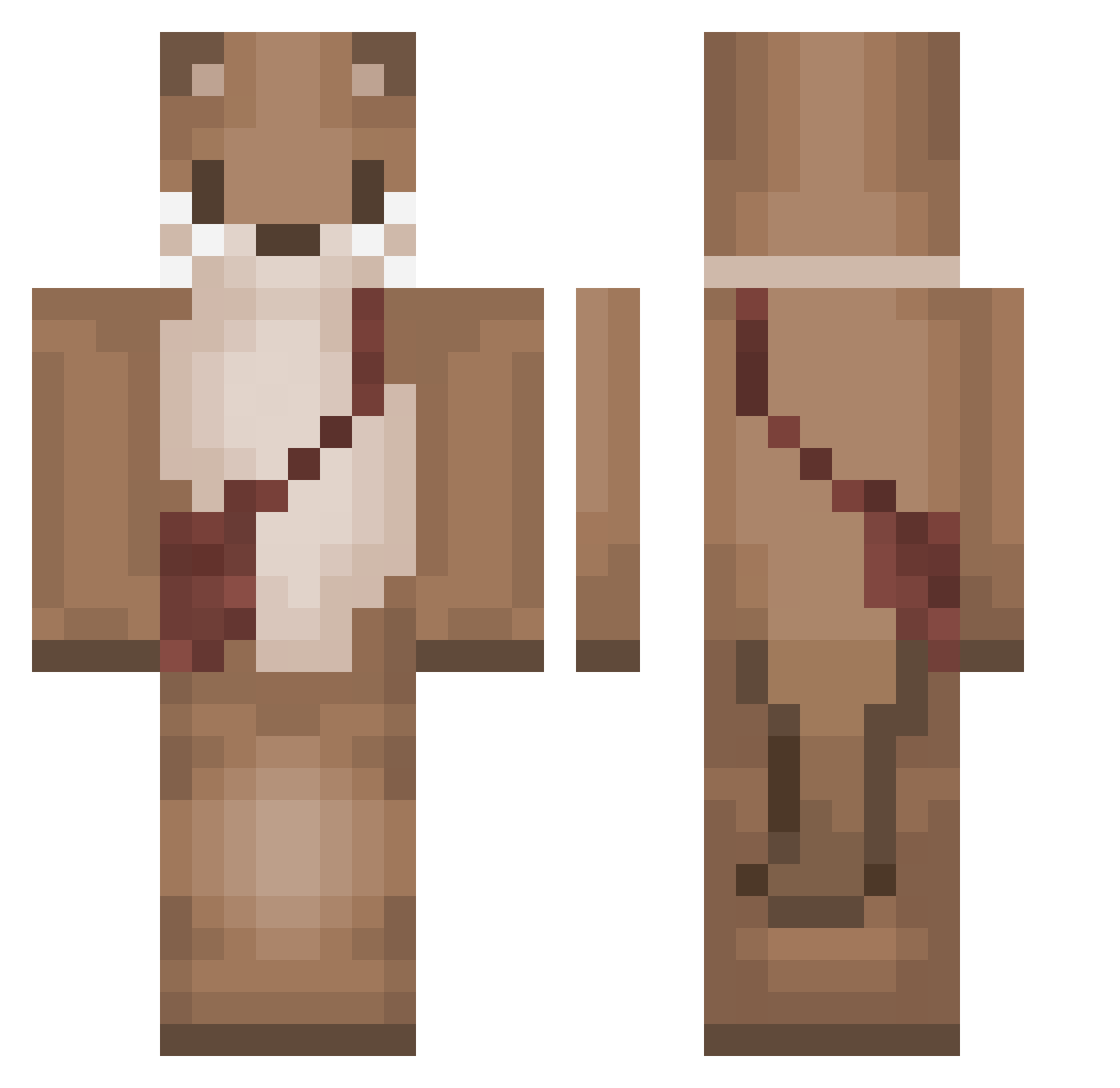 parrotboat Minecraft skin, front and back view