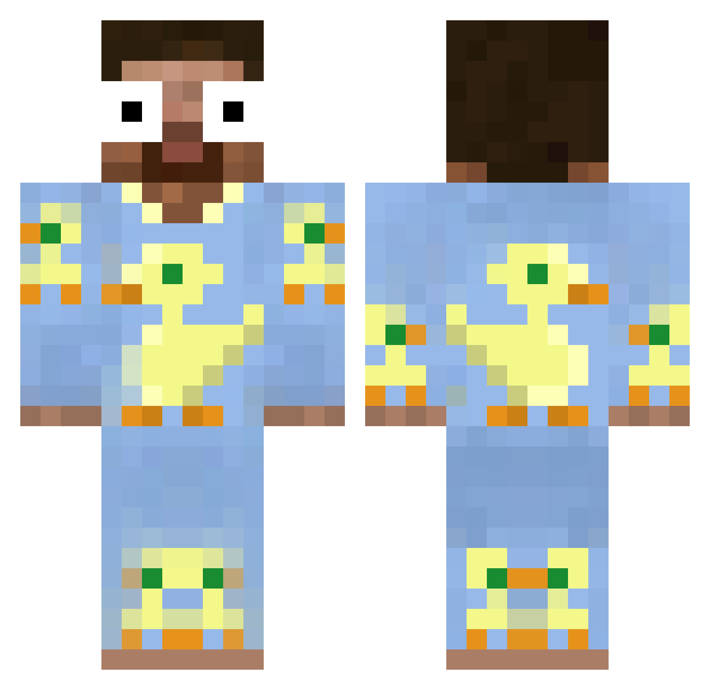 xaez Minecraft skin, front and back view