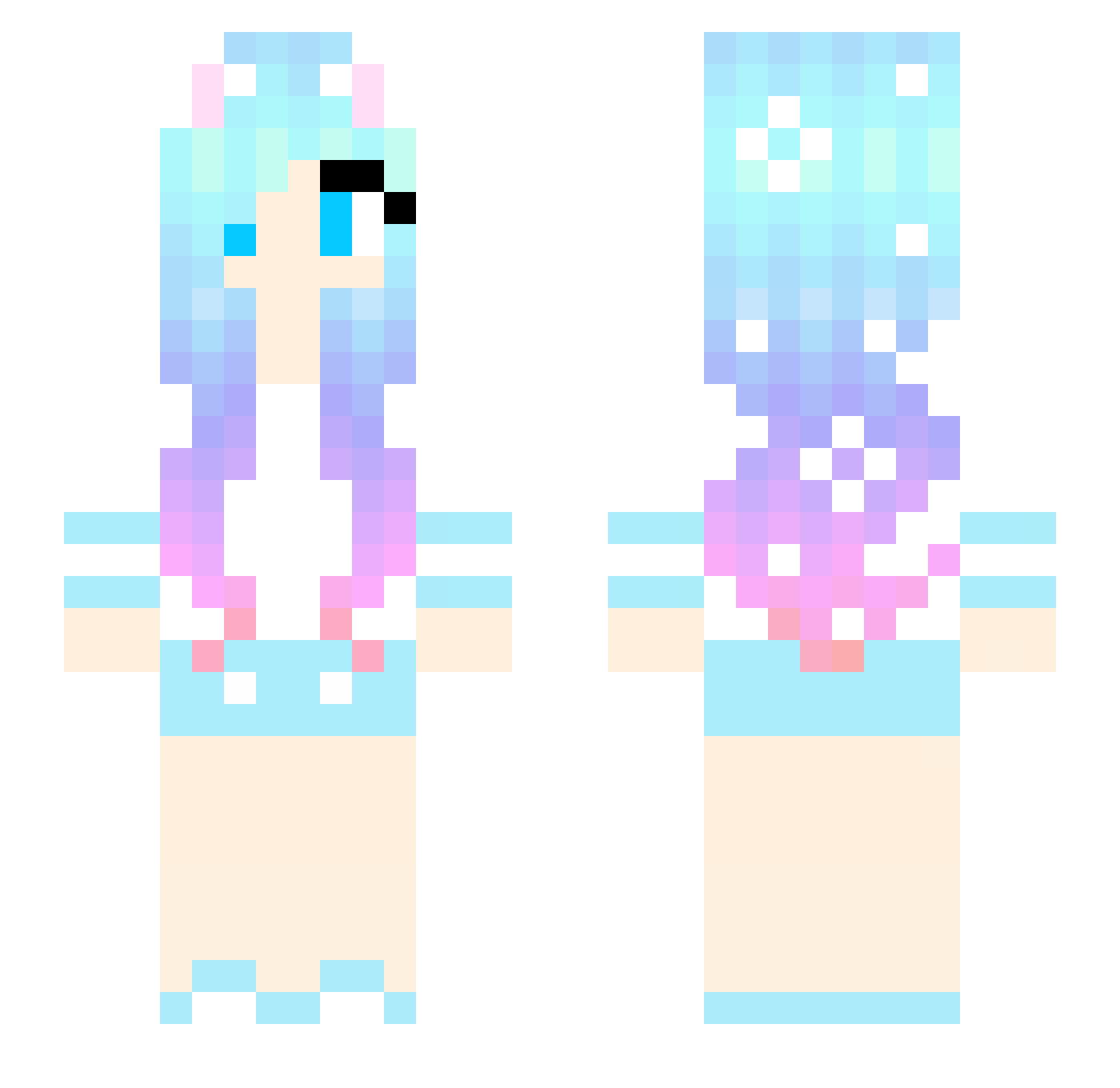 vangelia Minecraft skin, front and back view