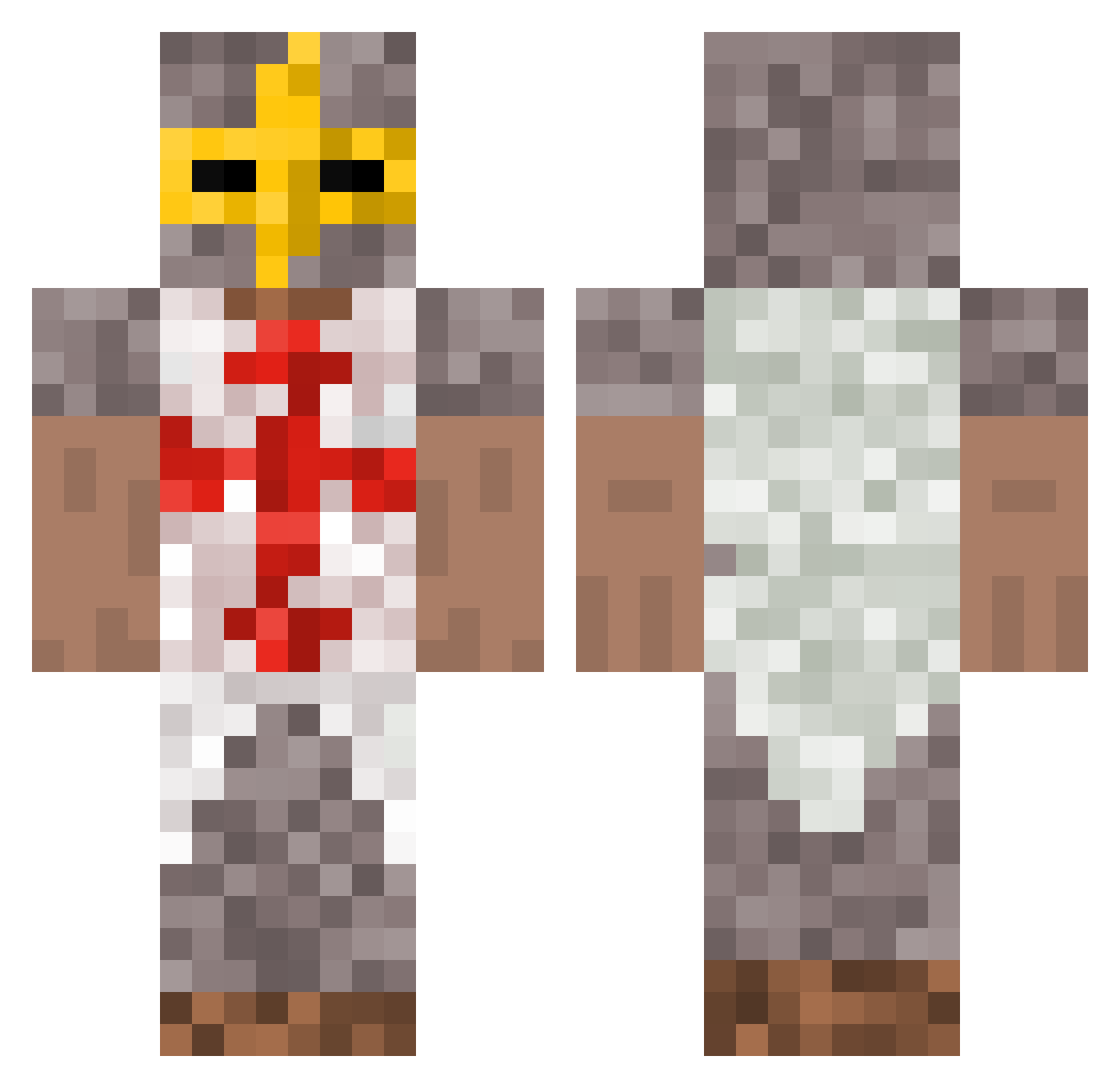 Skees Minecraft skin, front and back view