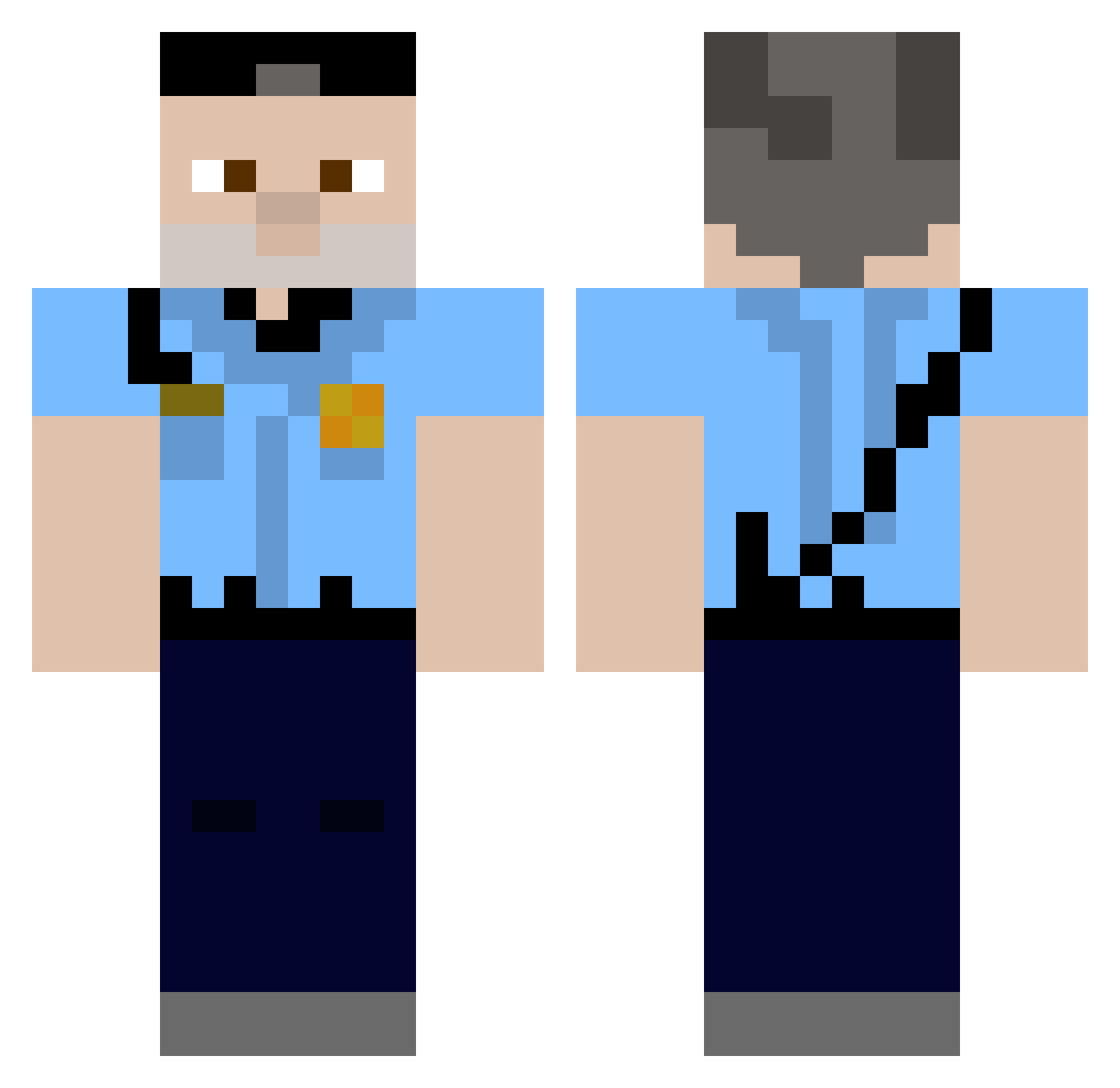 Caccio Minecraft skin, front and back view