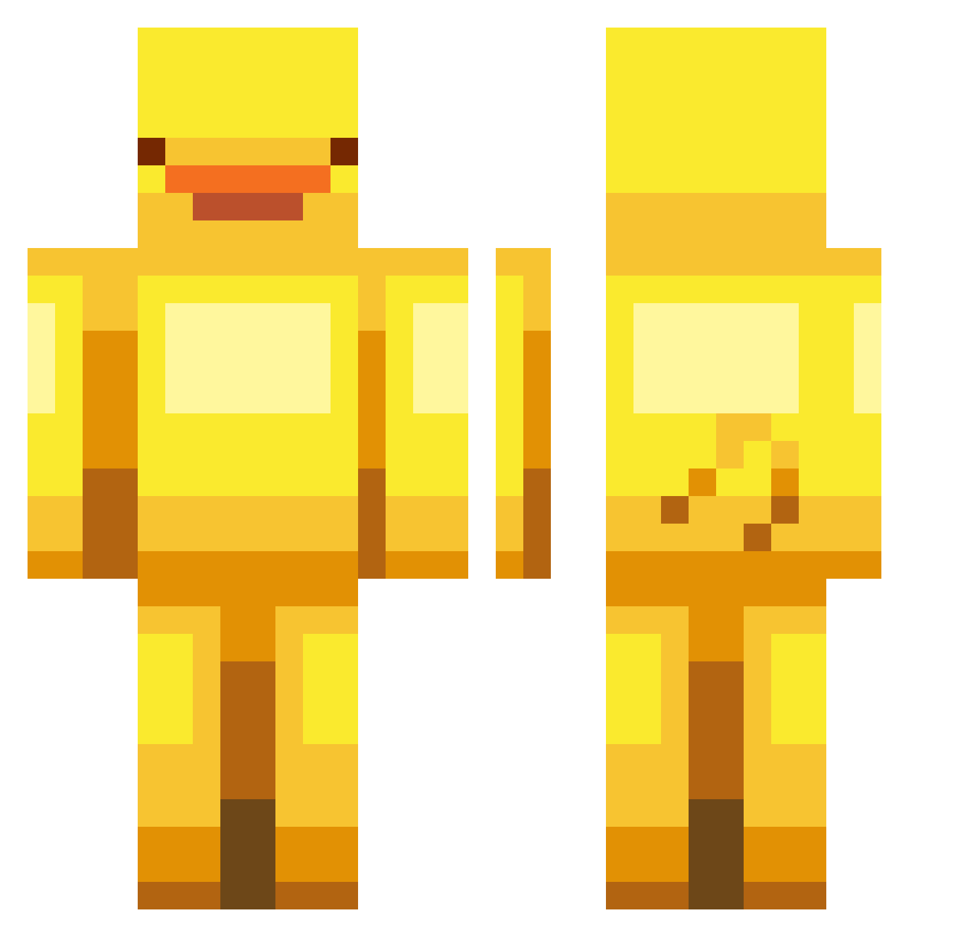 PoutineRoutine Minecraft skin, front and back view