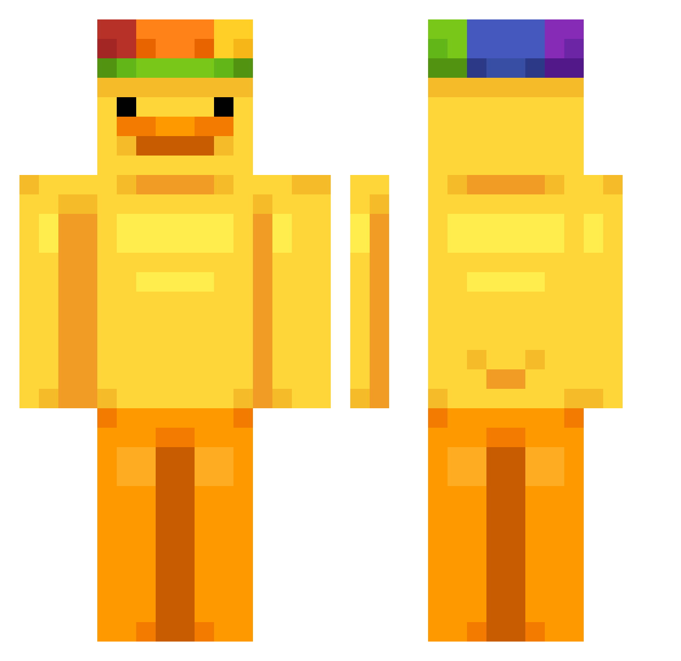 oMumk Minecraft skin, front and back view