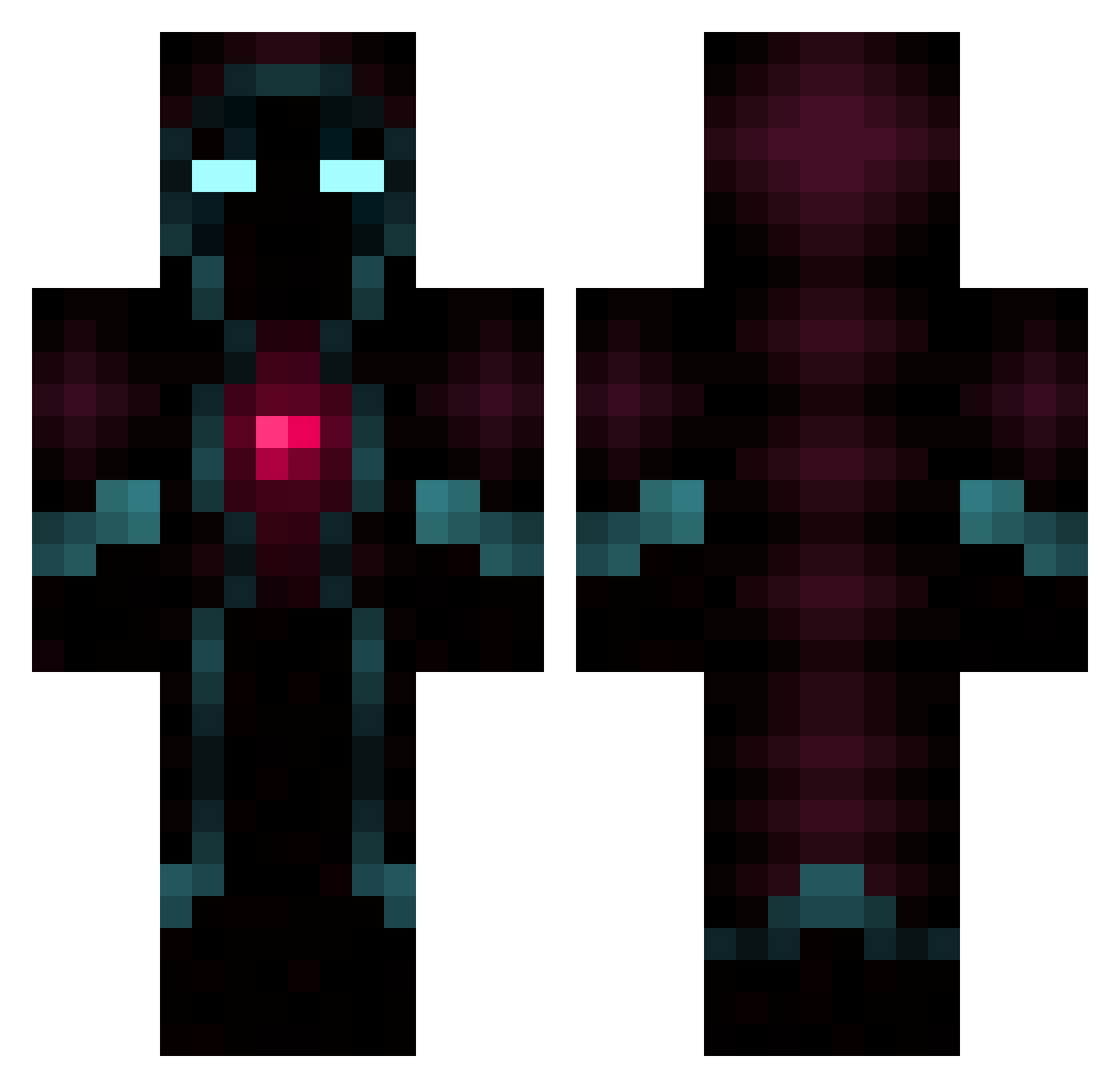 Overmast Minecraft skin, front and back view