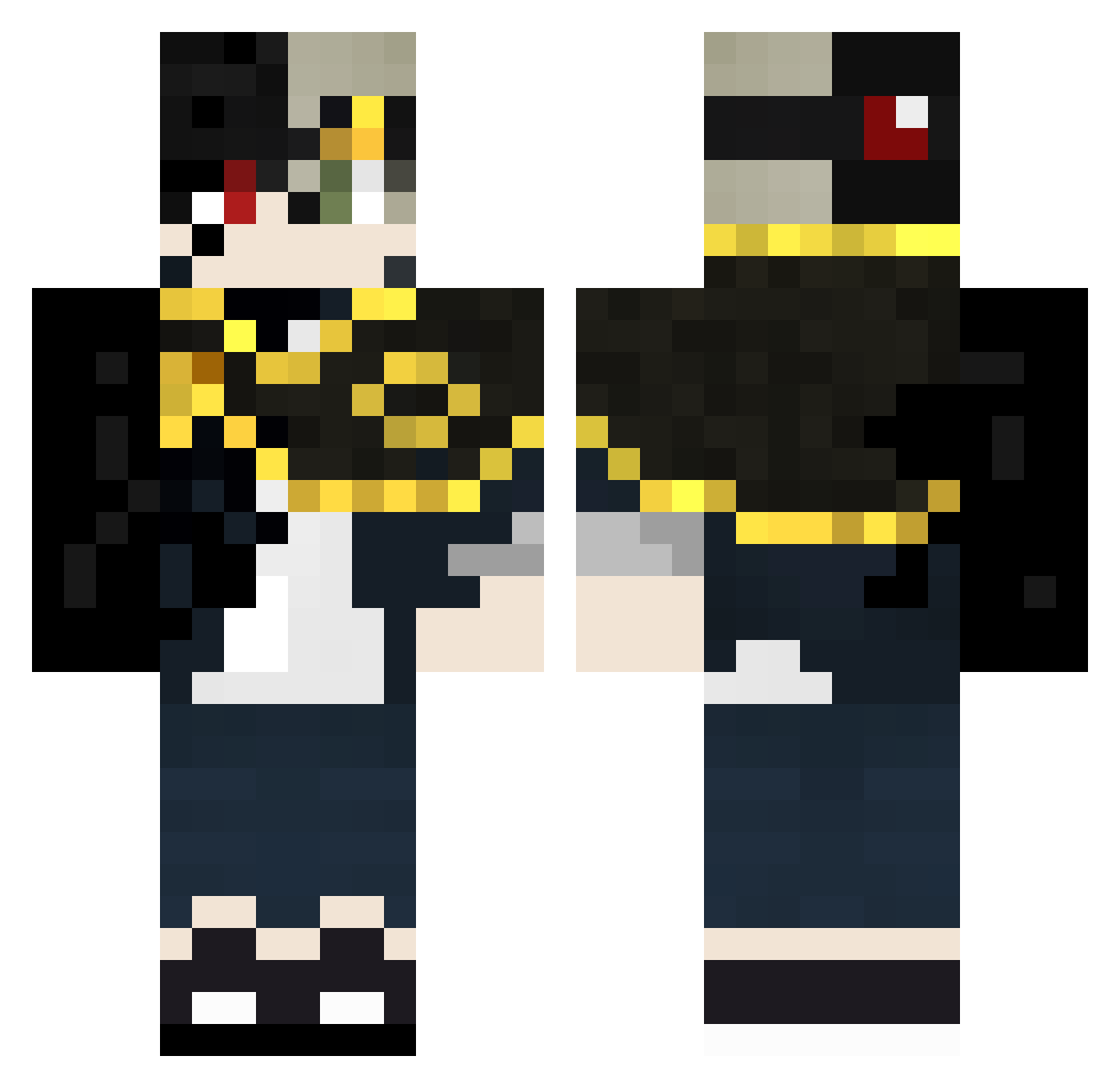 CrawfordSK Minecraft skin, front and back view