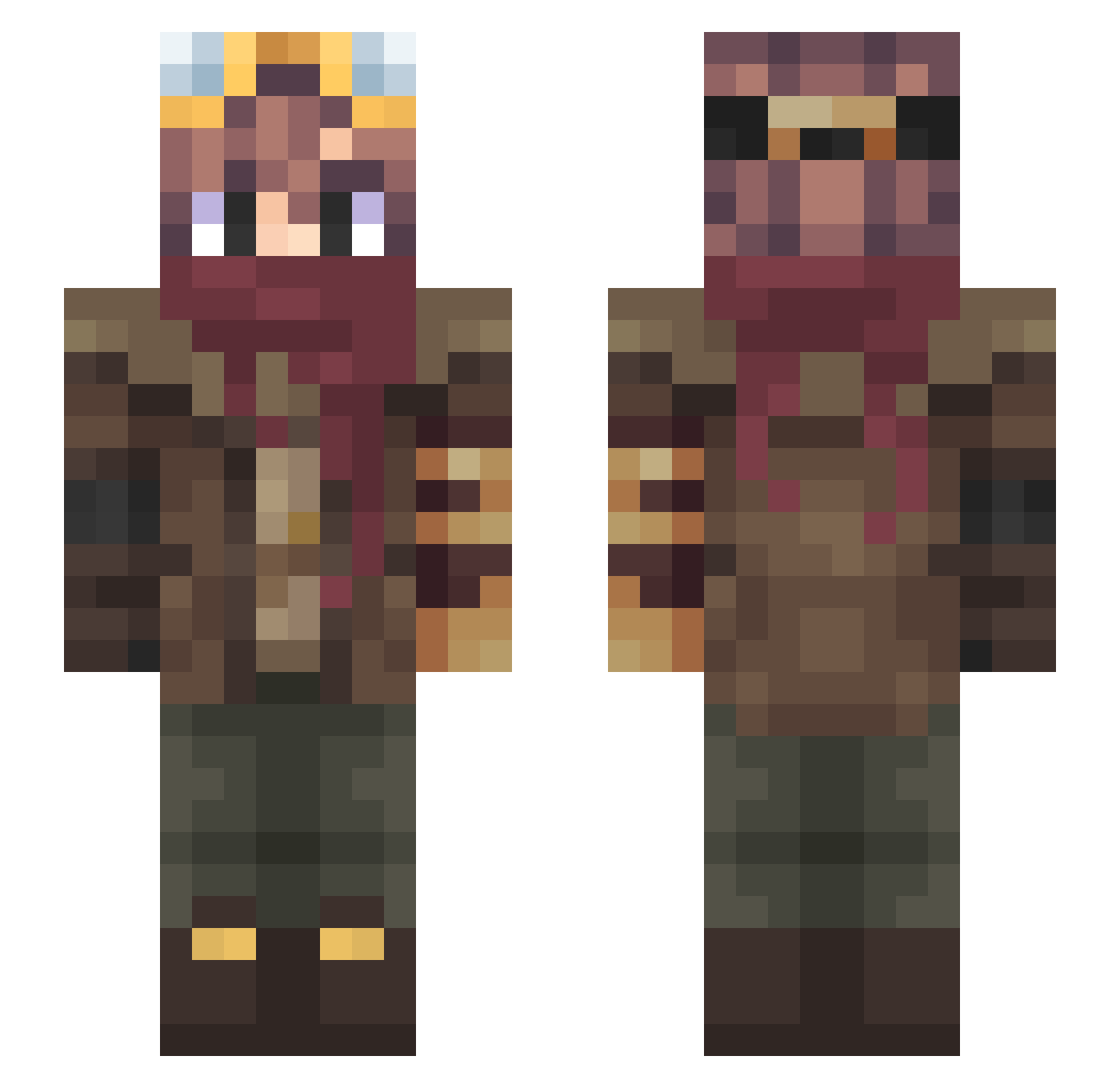 Fistennn Minecraft skin, front and back view