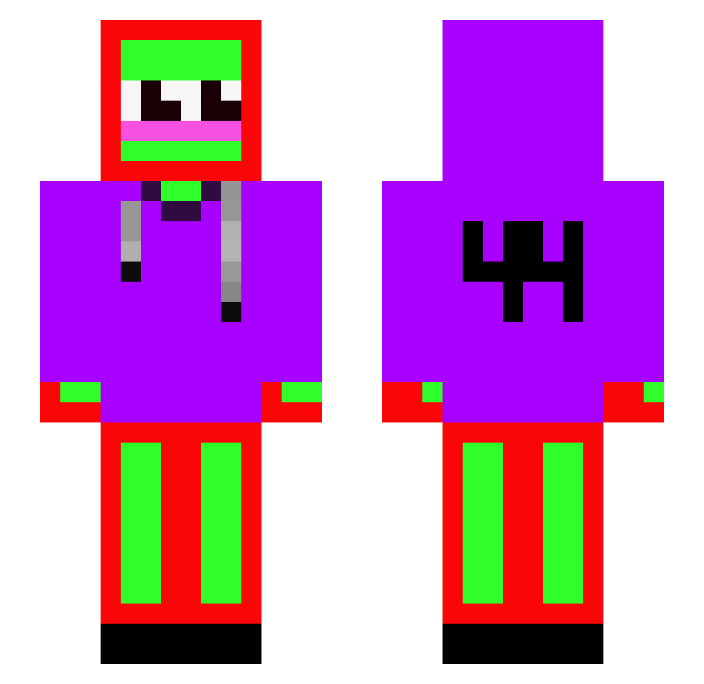 RealDiskis Minecraft skin, front and back view