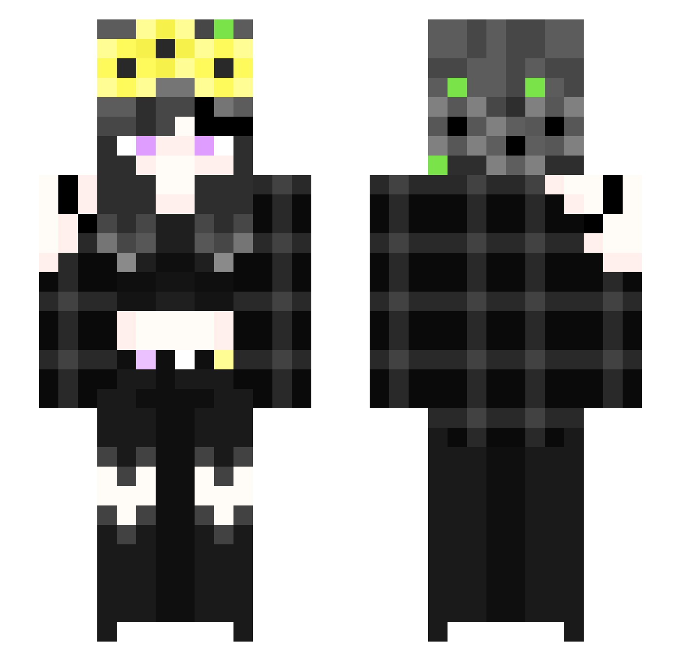 Violessence Minecraft skin, front and back view
