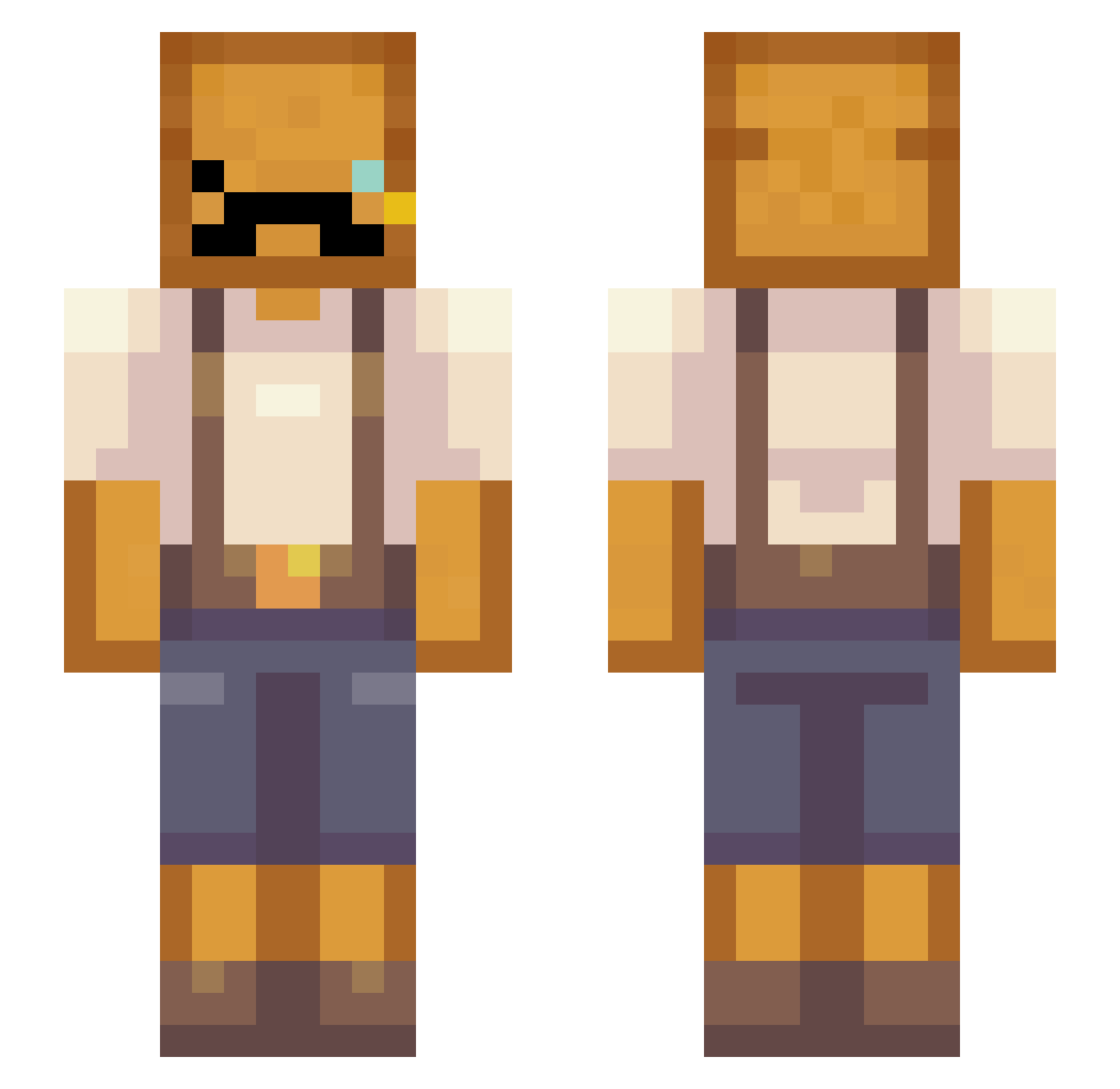 Slysis Minecraft skin, front and back view