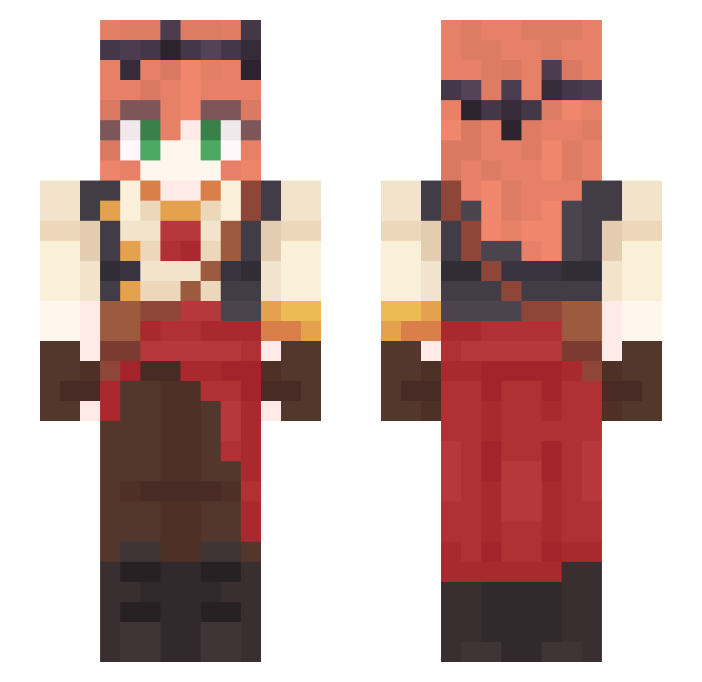 SunsetShark Minecraft skin, front and back view