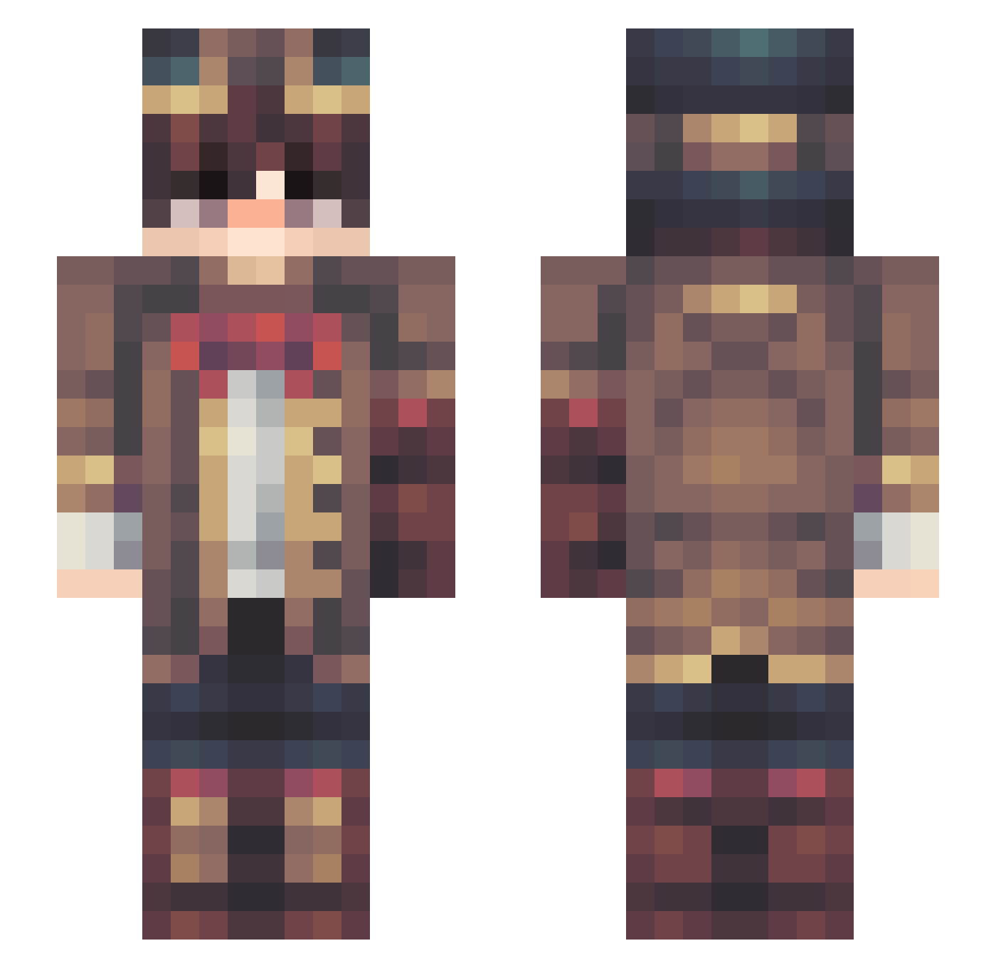 Sixzower Minecraft skin, front and back view