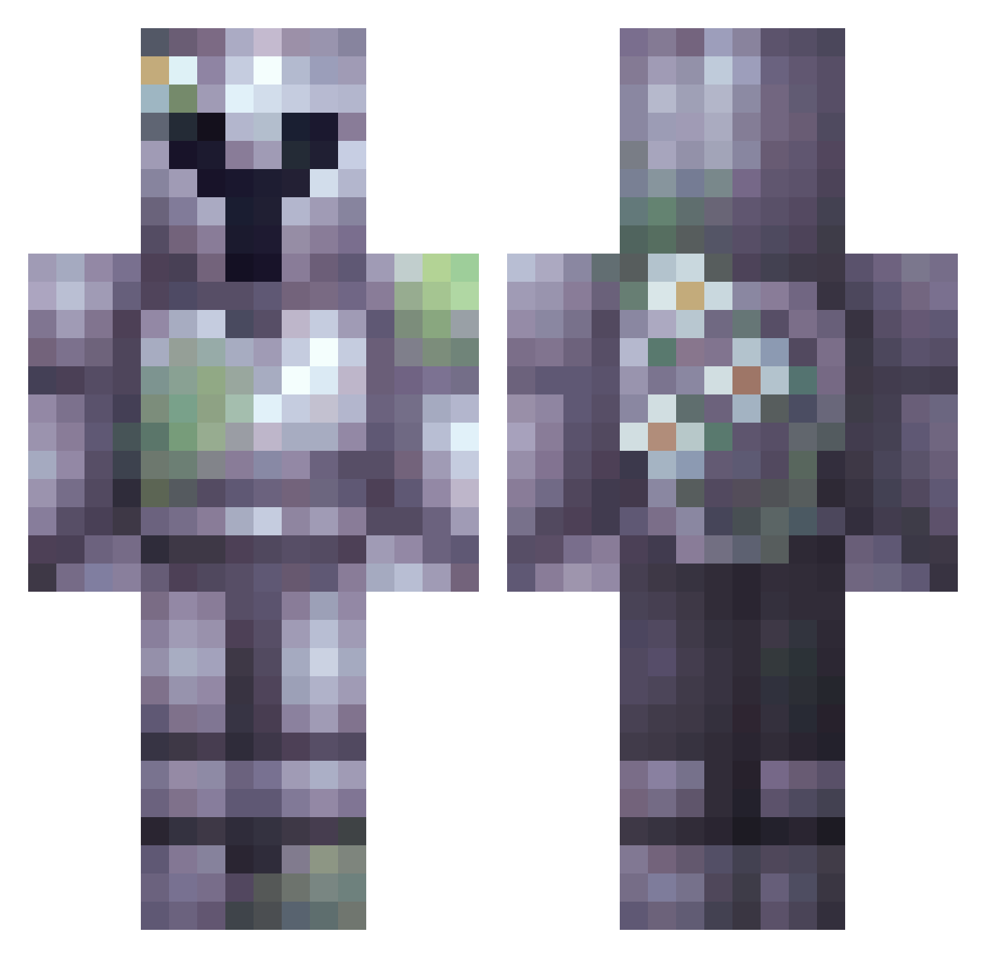 redfx1 Minecraft skin, front and back view