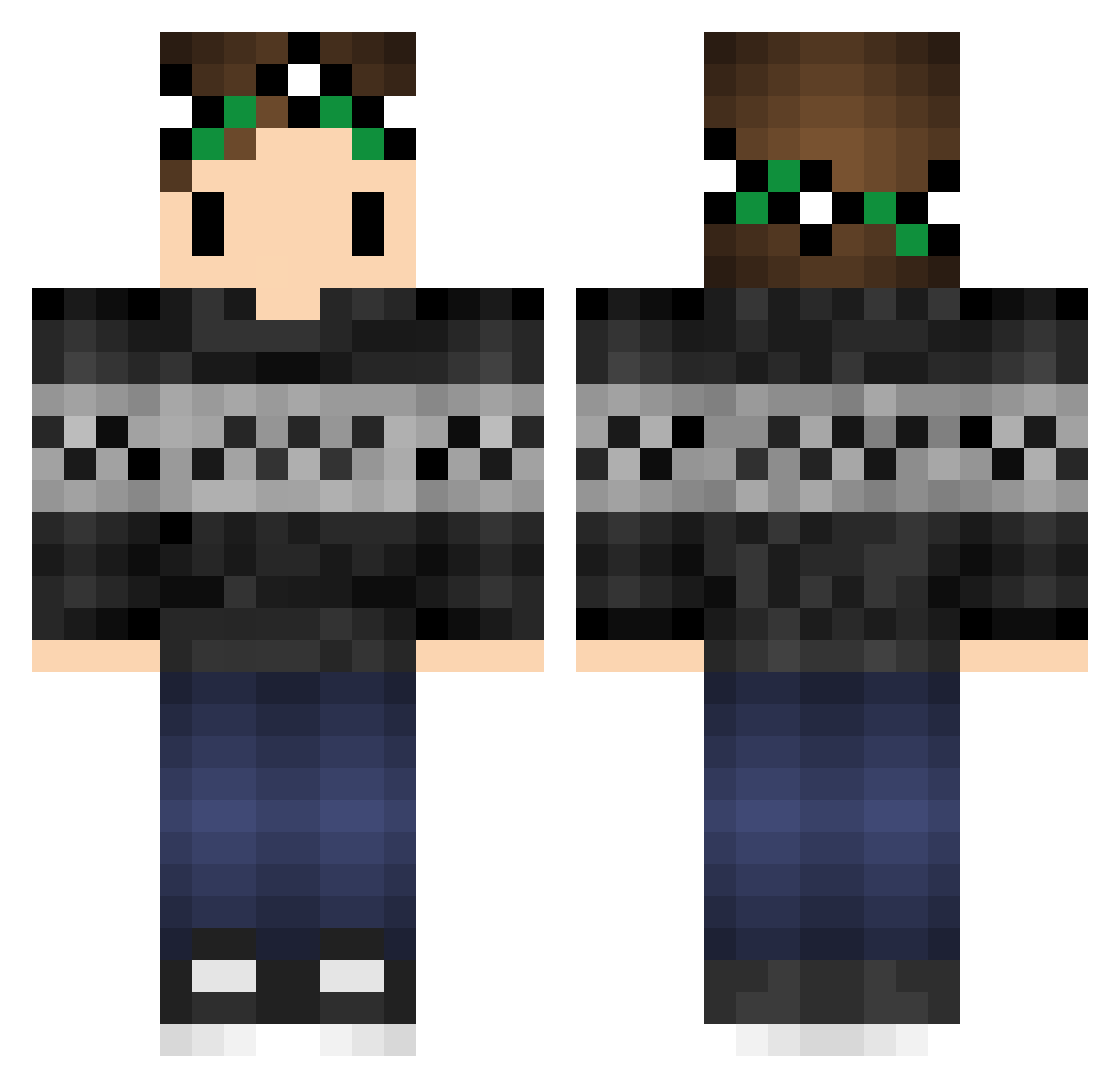 Resisting Minecraft skin, front and back view