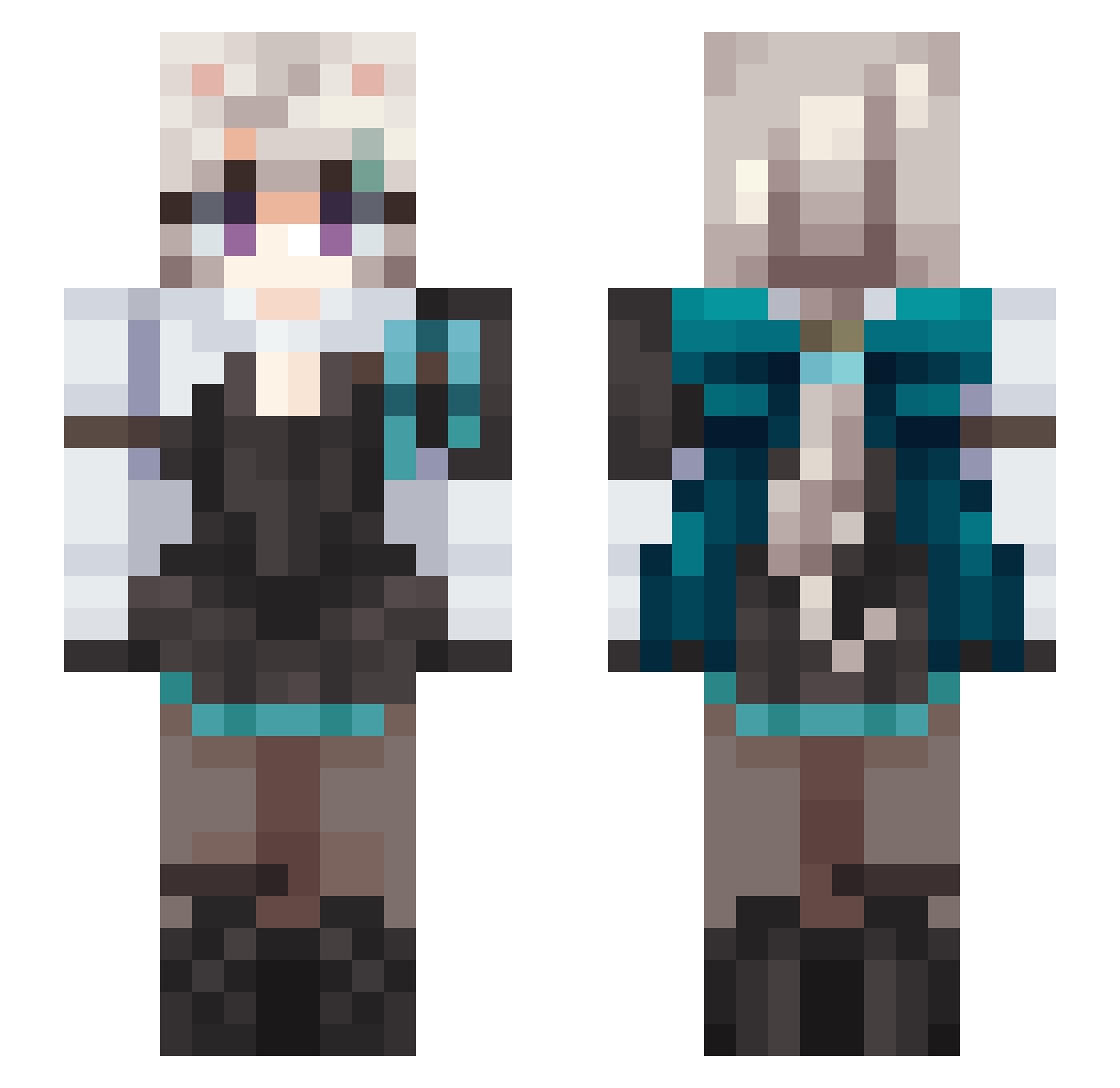 Rebelgal8 Minecraft skin, front and back view
