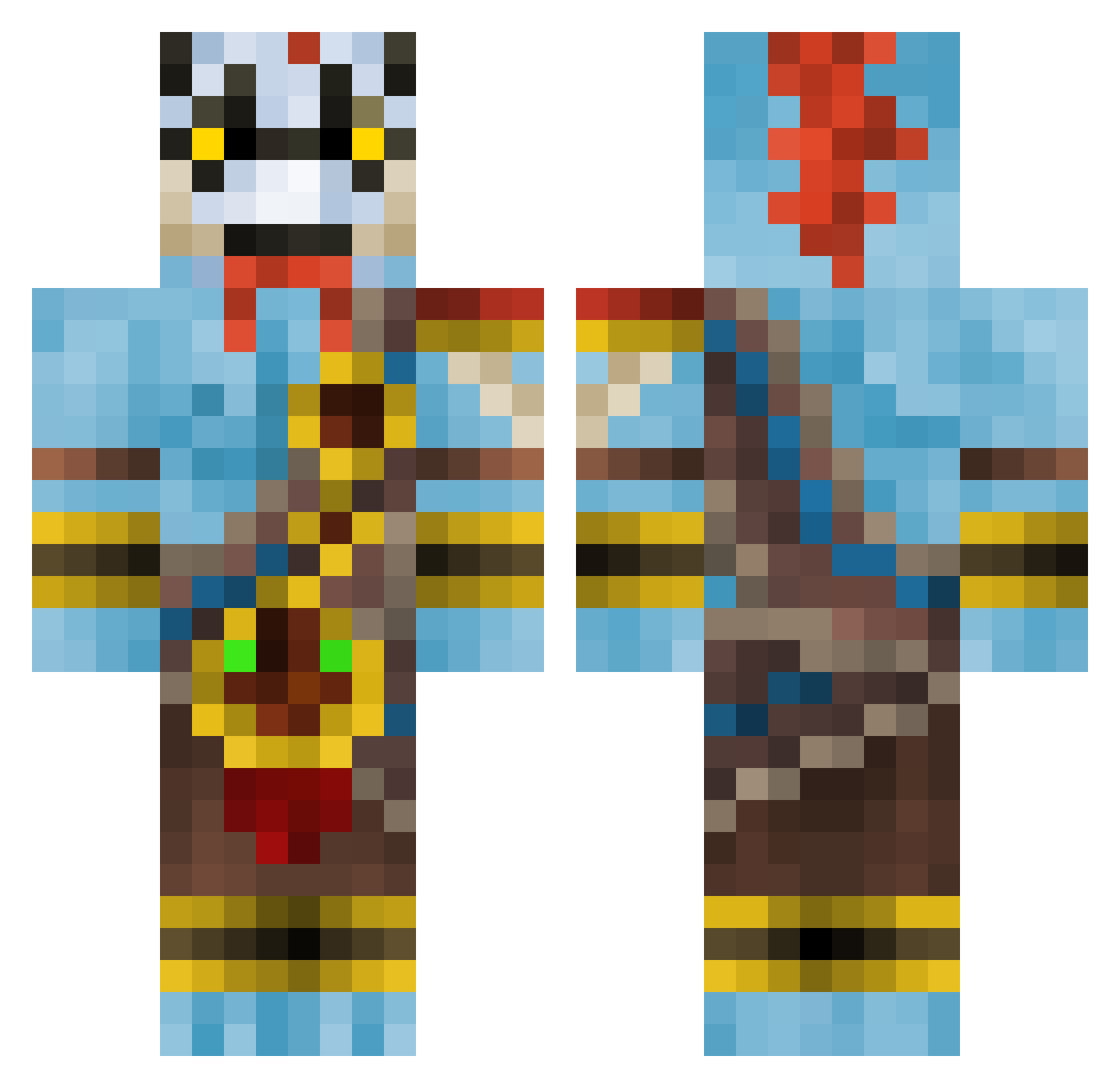 Rcsafar Minecraft skin, front and back view