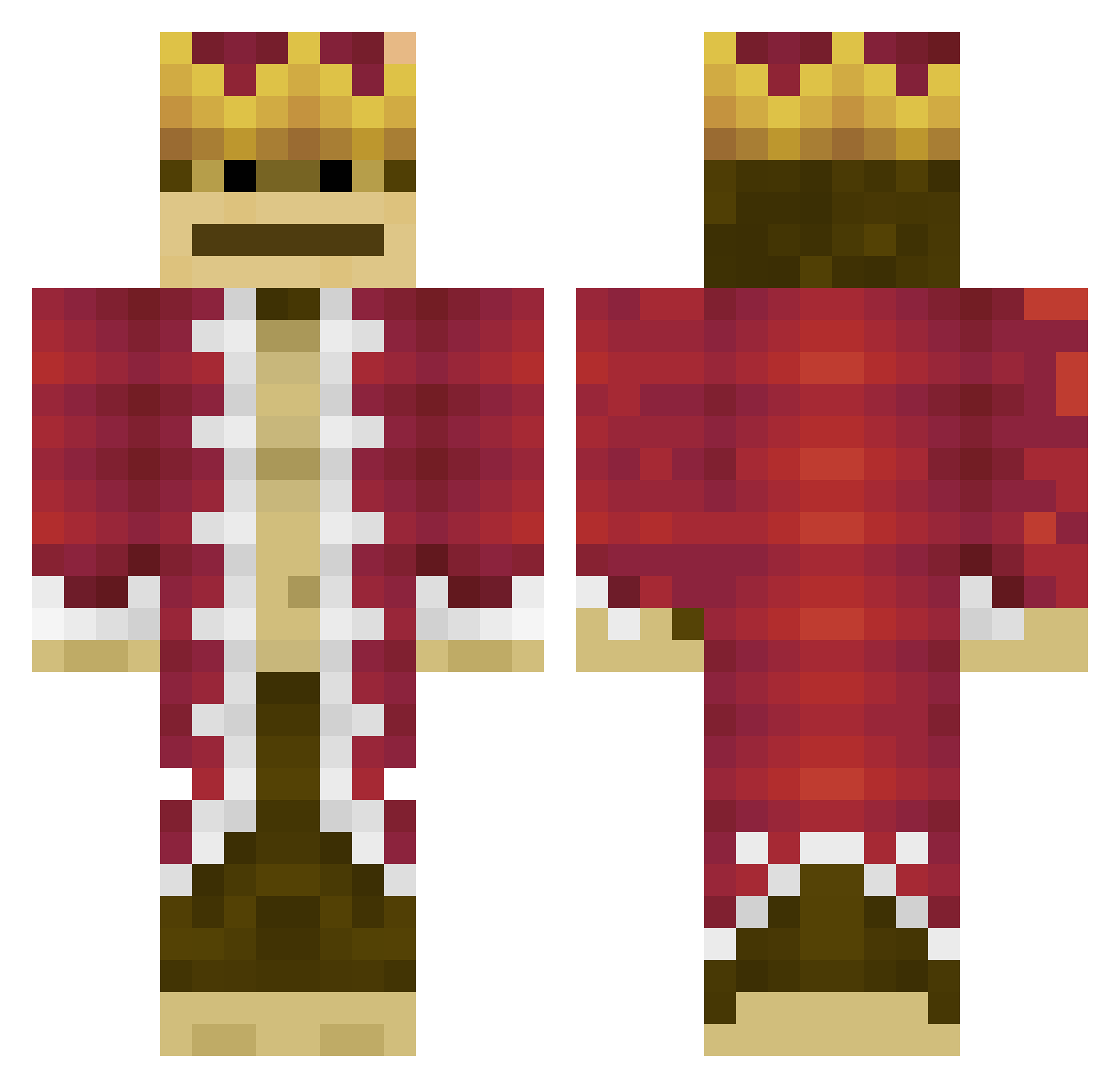 royalgold Minecraft skin, front and back view