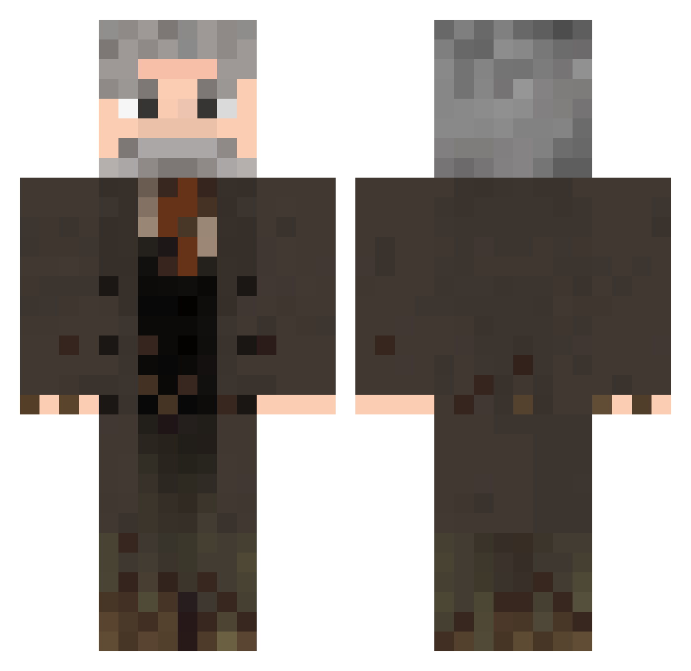 Grobovchik Minecraft skin, front and back view