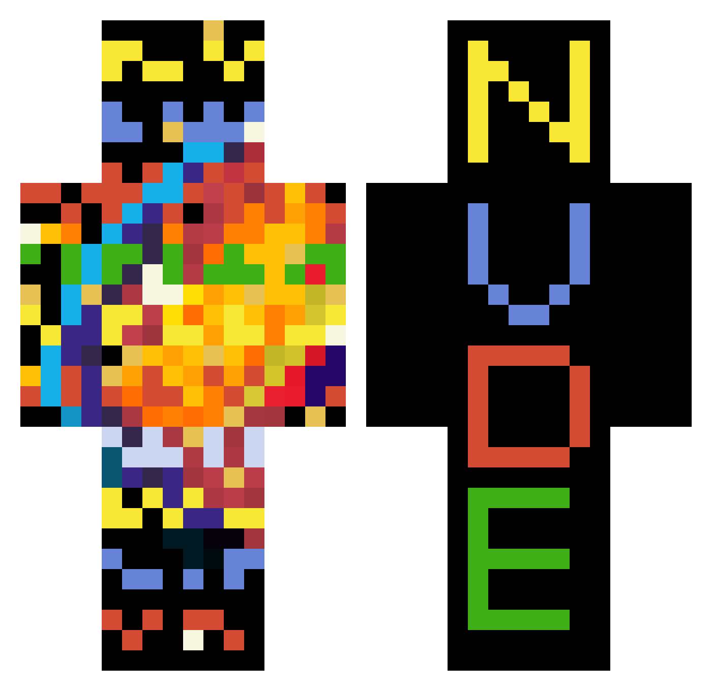 Silivero Minecraft skin, front and back view