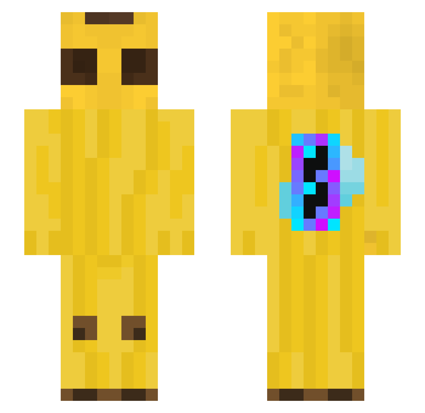 skullbladed Minecraft skin, front and back view