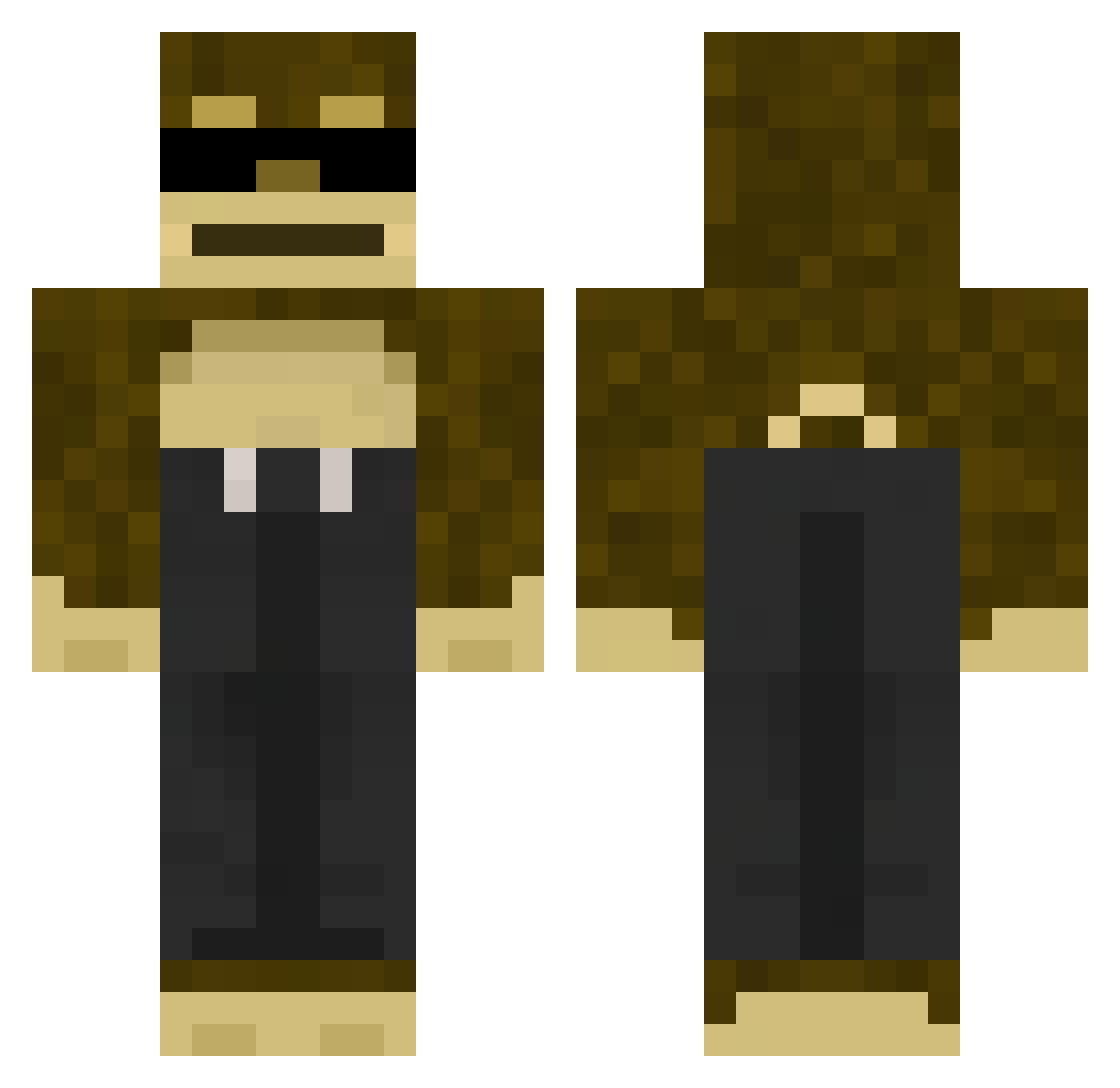 gXD33 Minecraft skin, front and back view