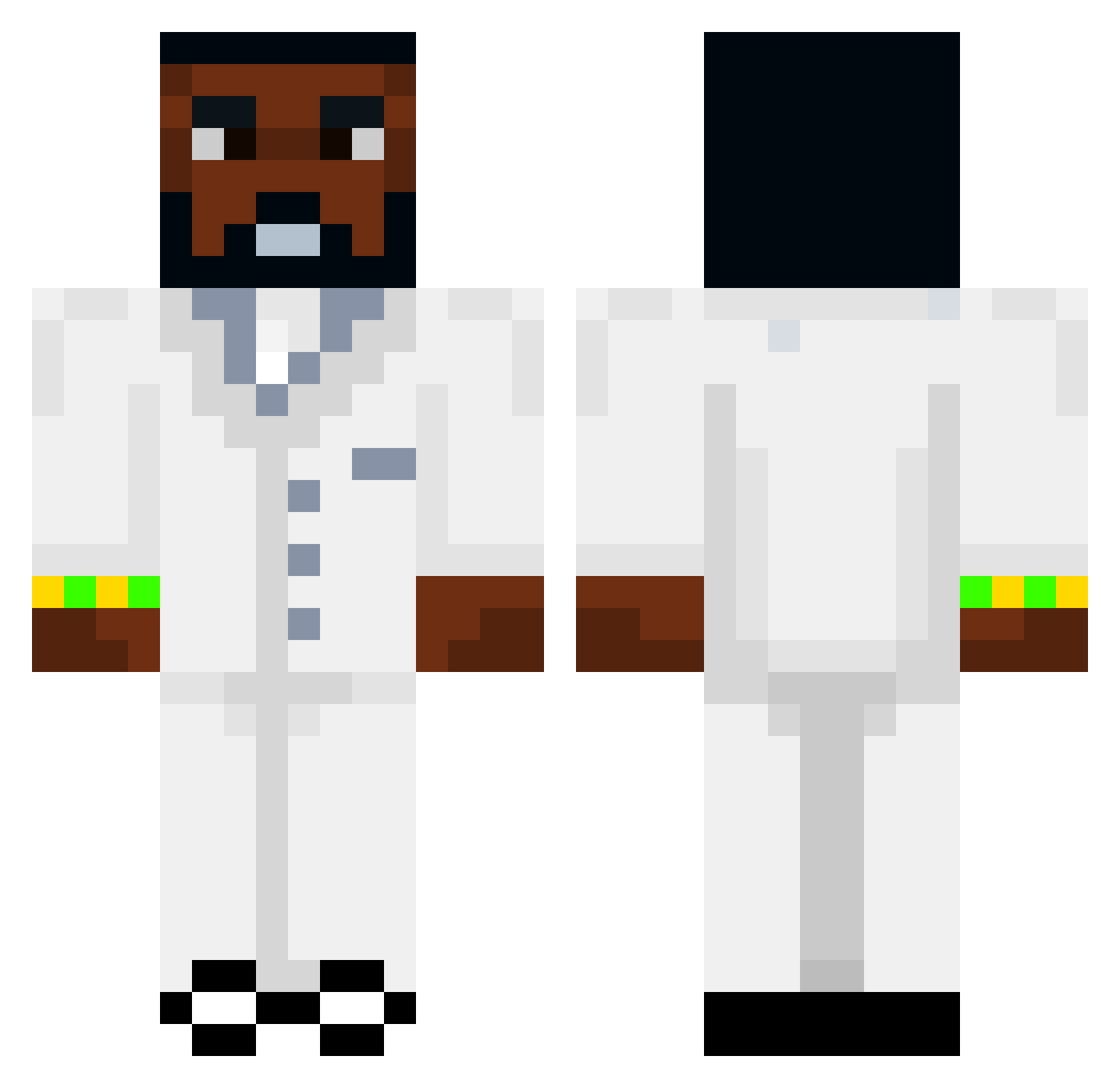 drflame69 Minecraft skin, front and back view