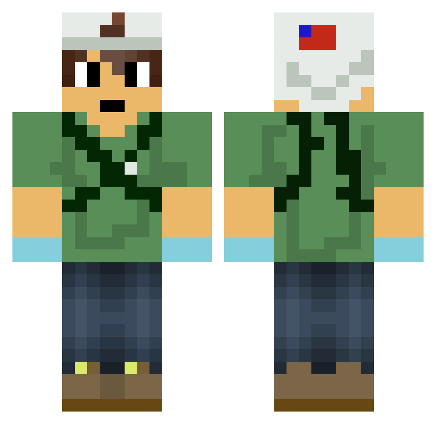 GrowerOfKnees Minecraft skin, front and back view