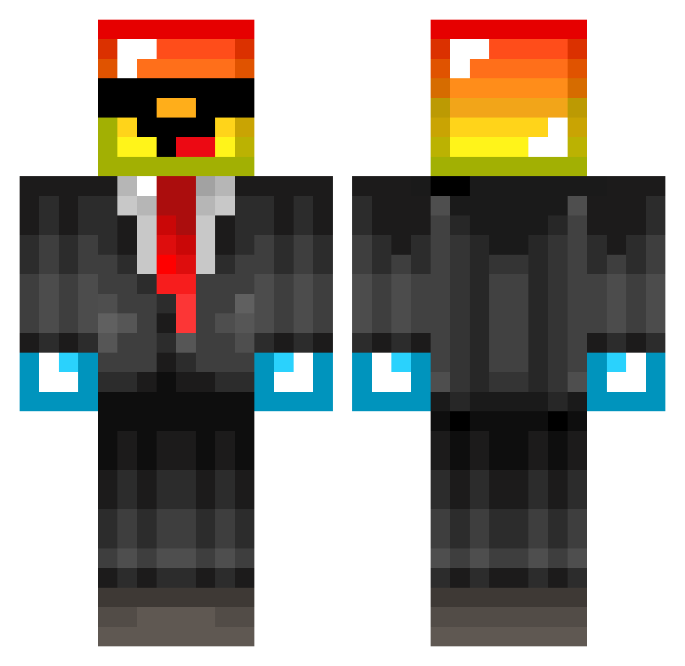Fibrocyte Minecraft skin, front and back view