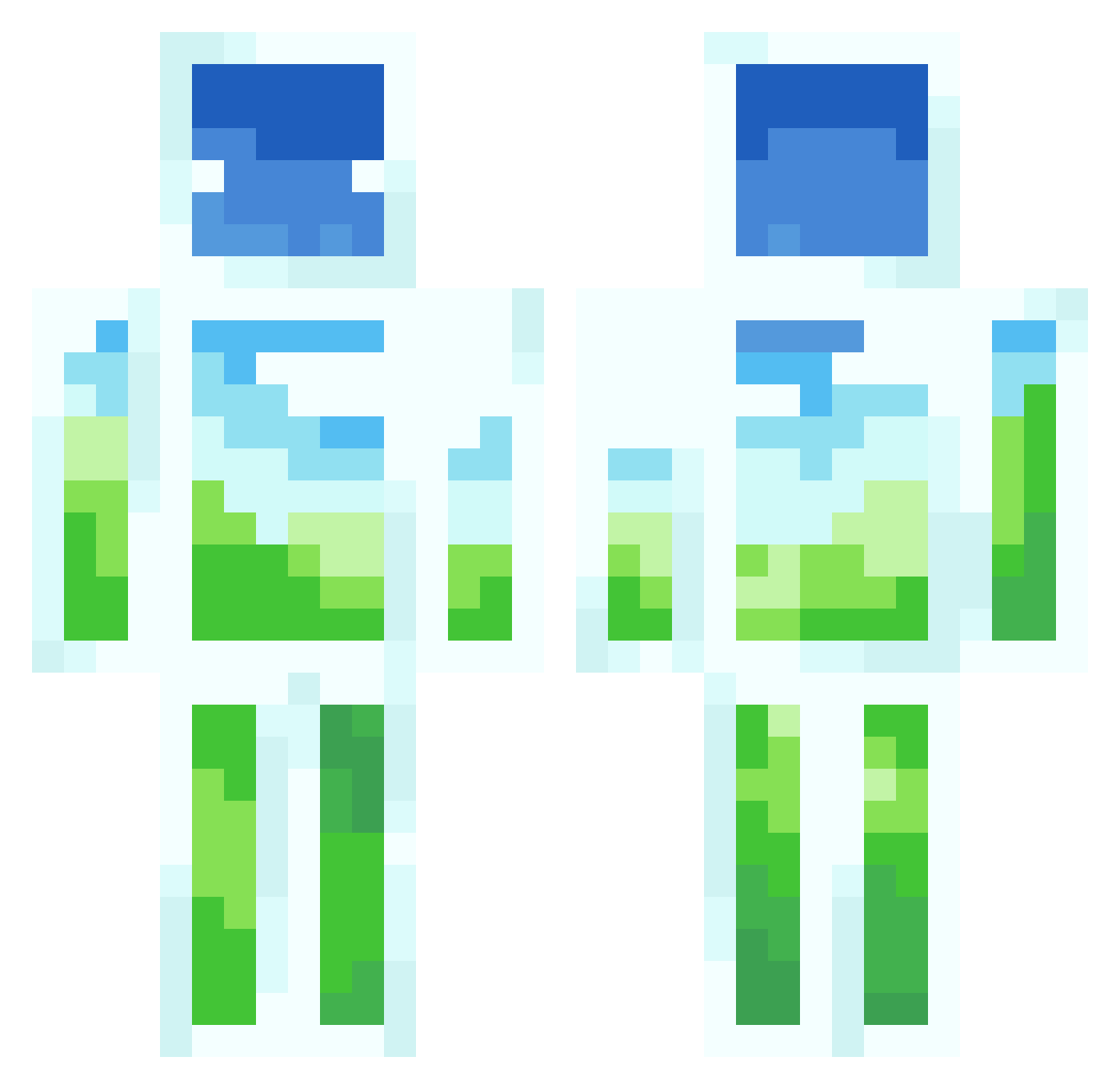 Aesthetic_A Minecraft skin, front and back view
