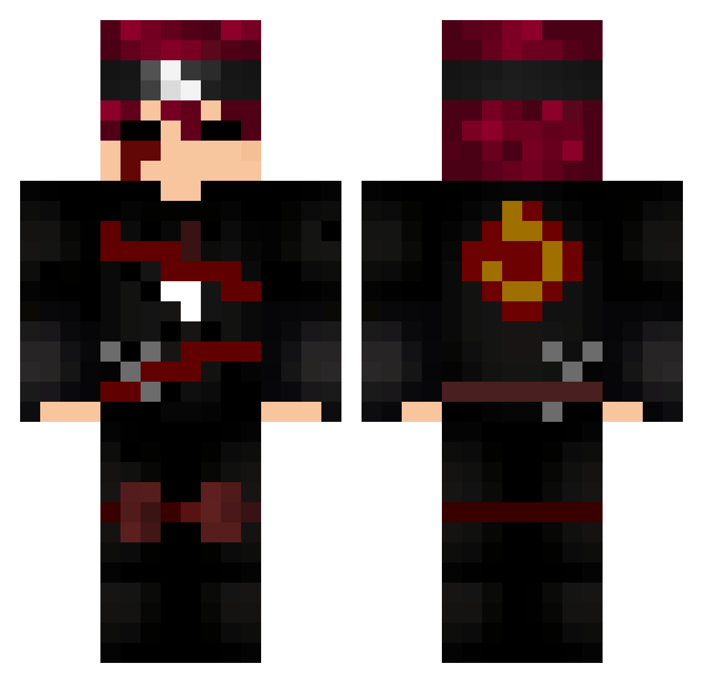 MlodyNyxuu Minecraft skin, front and back view