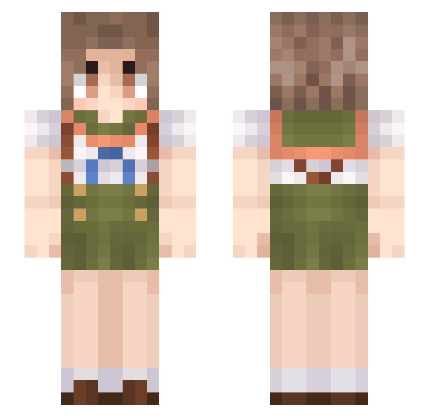sorotan Minecraft skin, front and back view