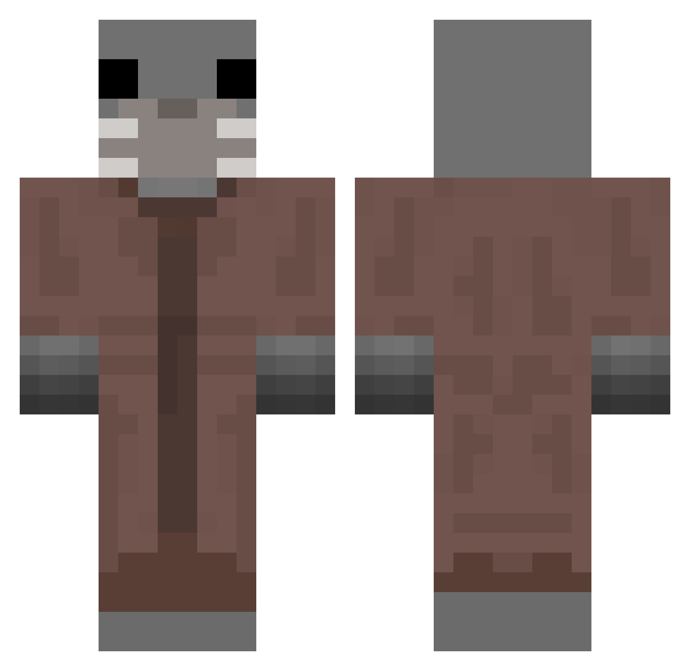 prawnVSzombies Minecraft skin, front and back view
