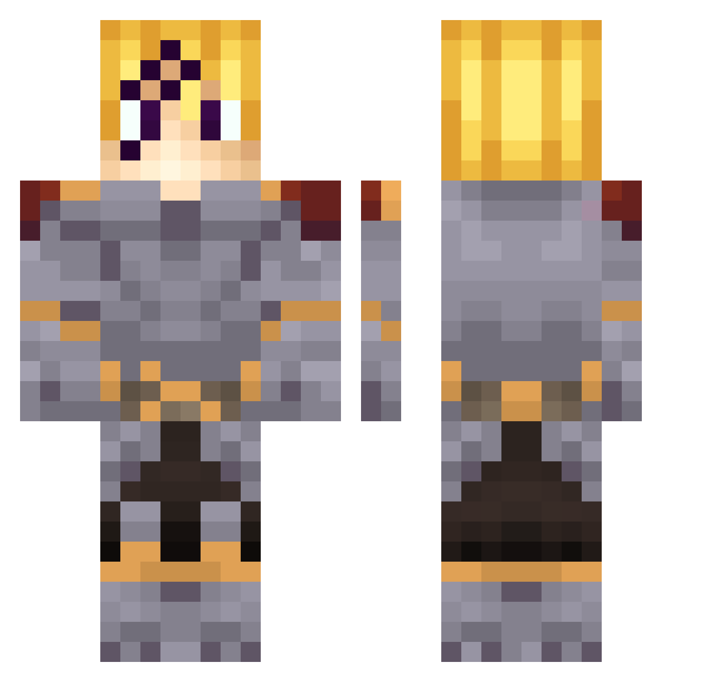 ArcaneDave Minecraft skin, front and back view