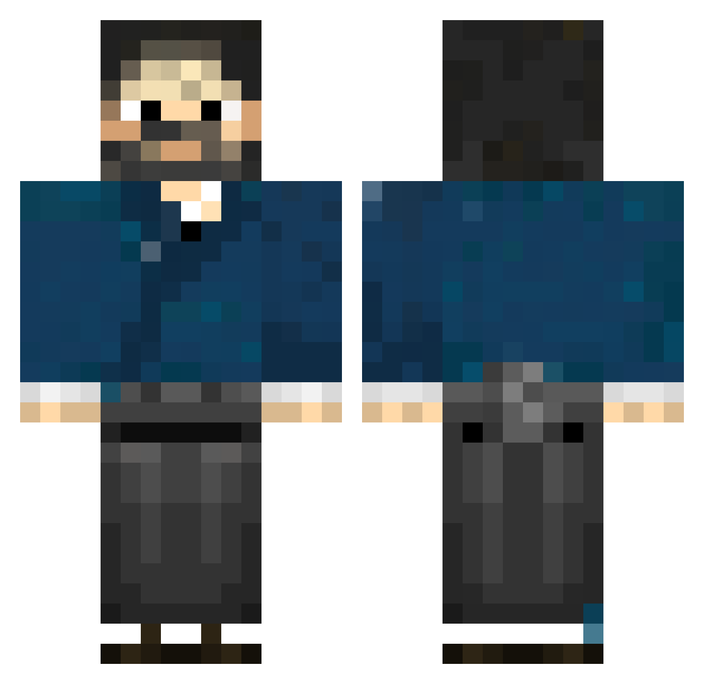 Nohvs Minecraft skin, front and back view
