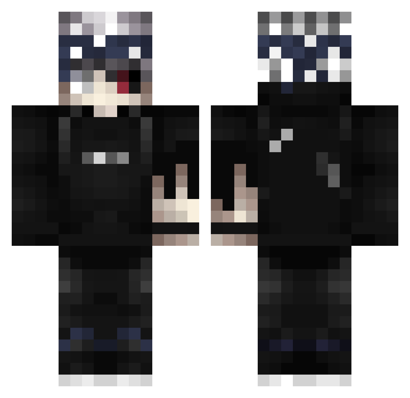 yMkziinn Minecraft skin, front and back view