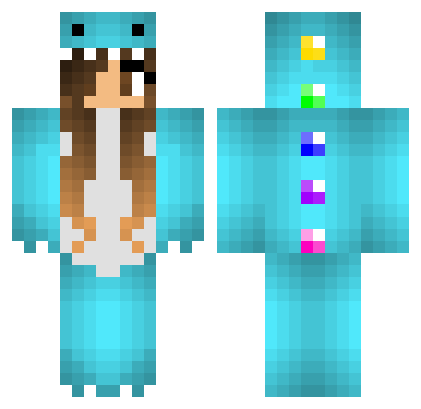 Cyndia Minecraft skin, front and back view