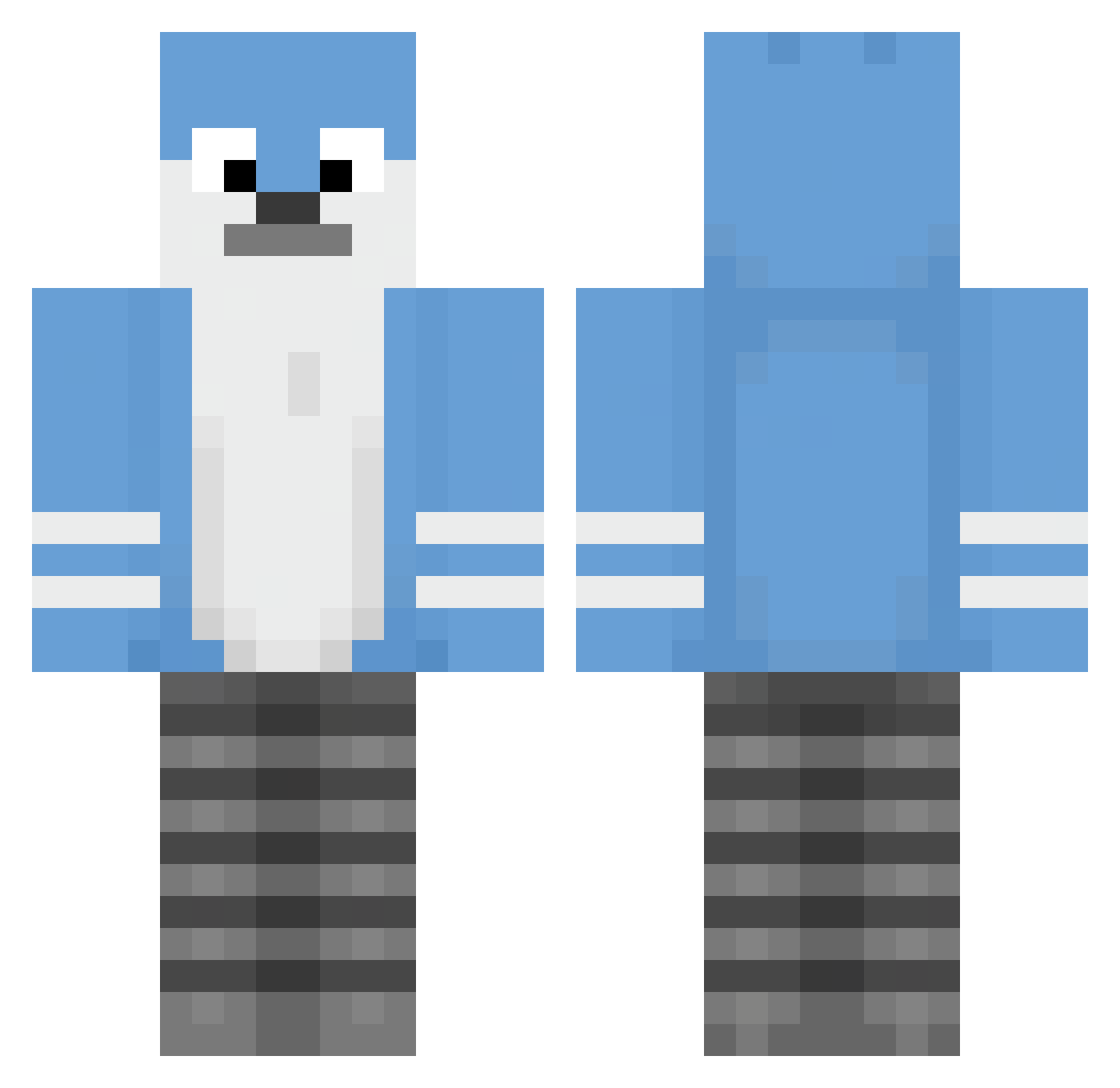 PoliteDoggo Minecraft skin, front and back view