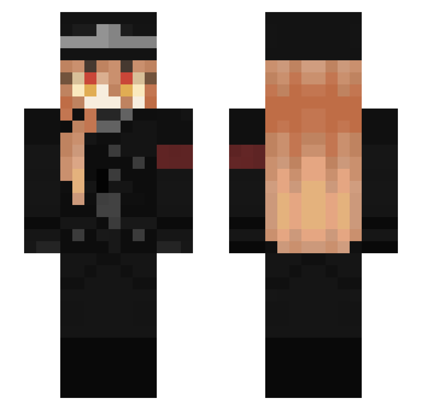 Fstero Minecraft skin, front and back view